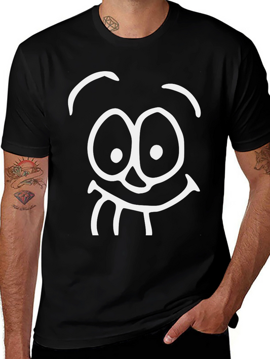 Funny Face Black T-Shirt - Cartoon Style