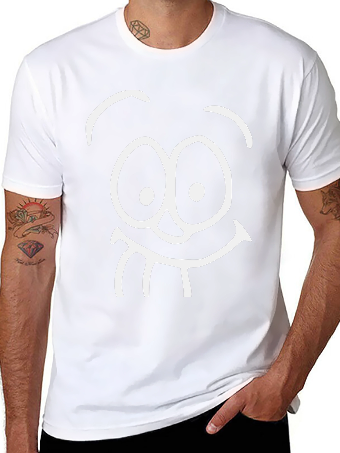 Funny Face Black T-Shirt - Cartoon Style