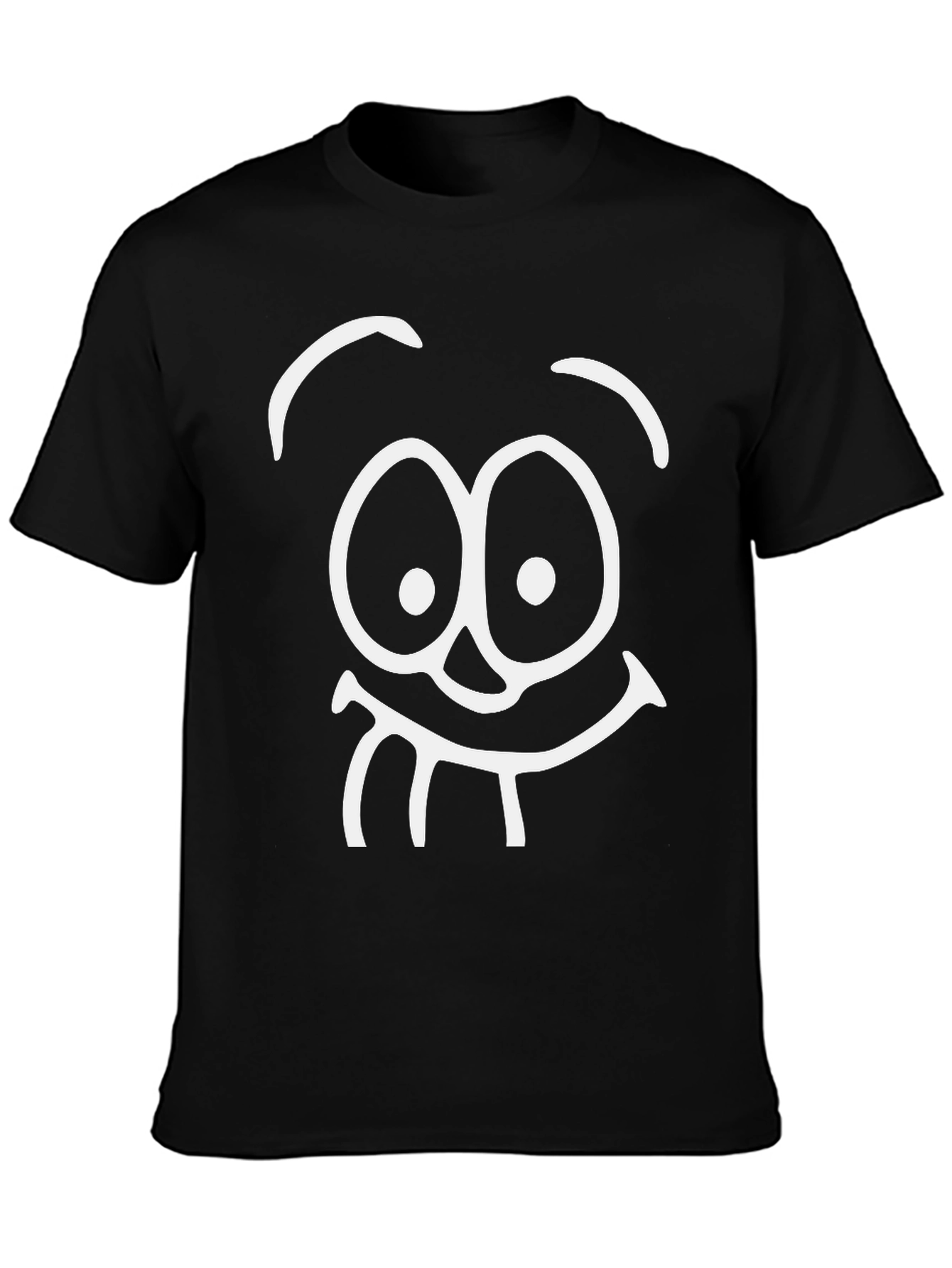 Funny Face Black T-Shirt - Cartoon Style