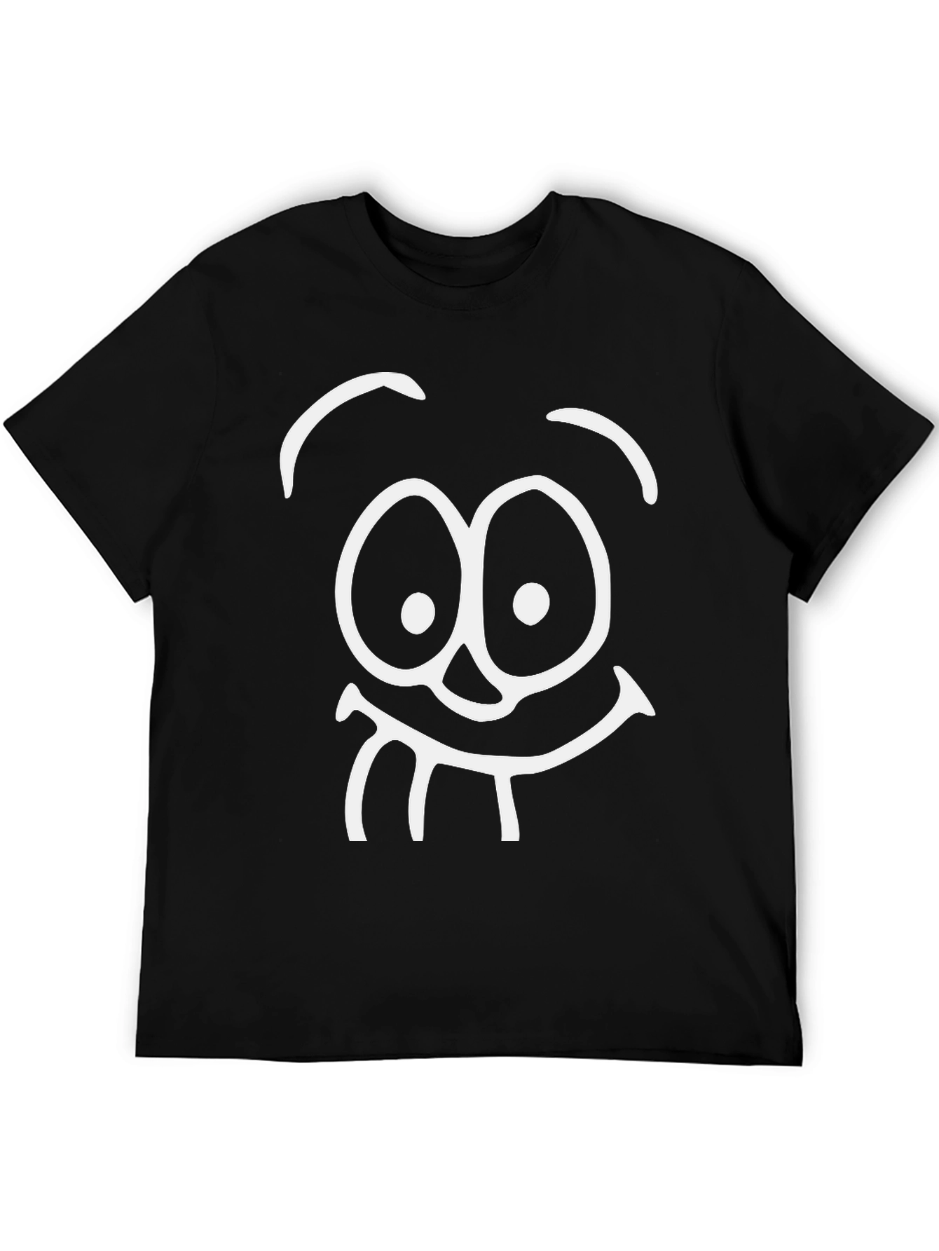 Funny Face Black T-Shirt - Cartoon Style