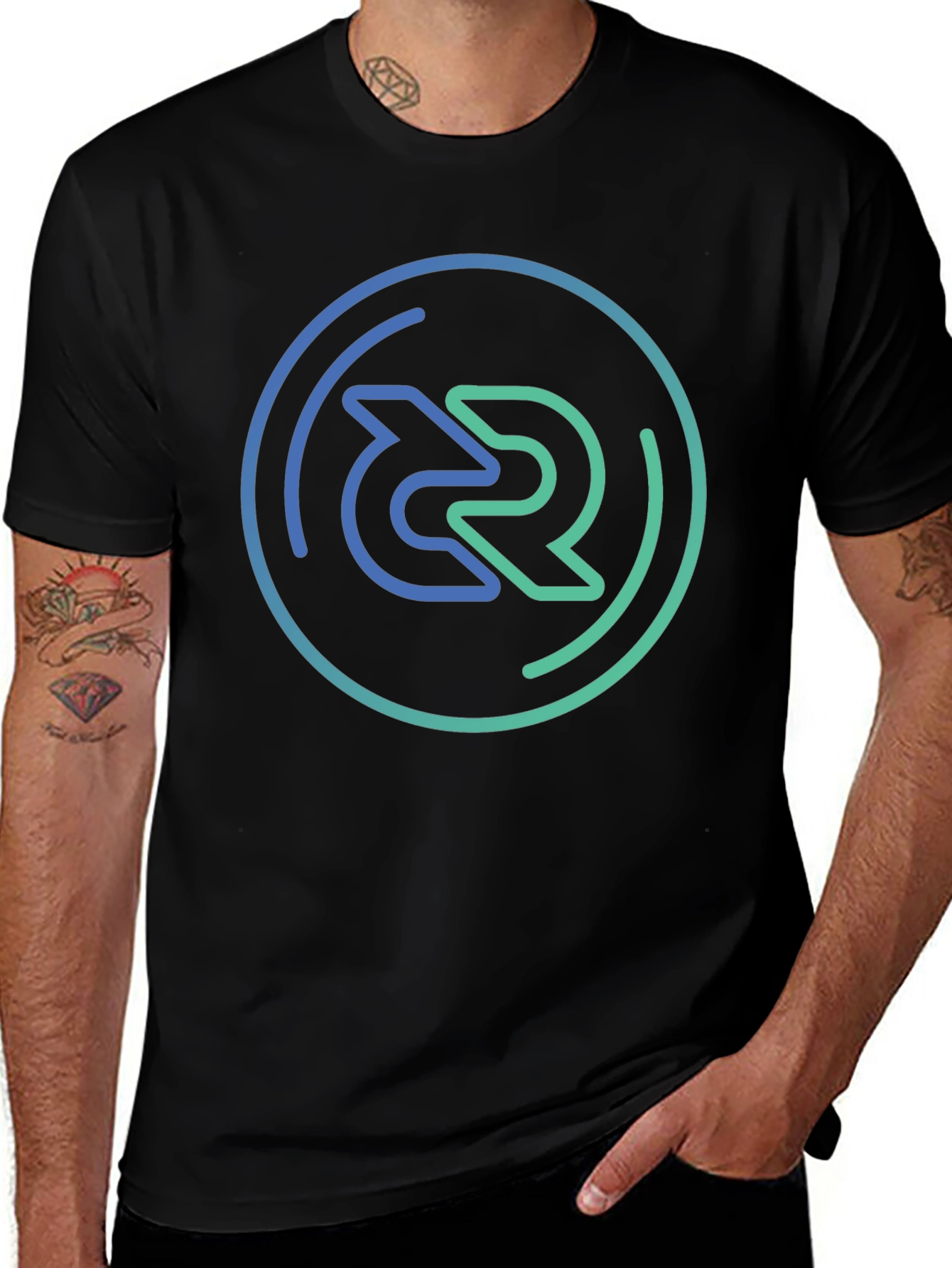Modern Circle Logo Black T-Shirt