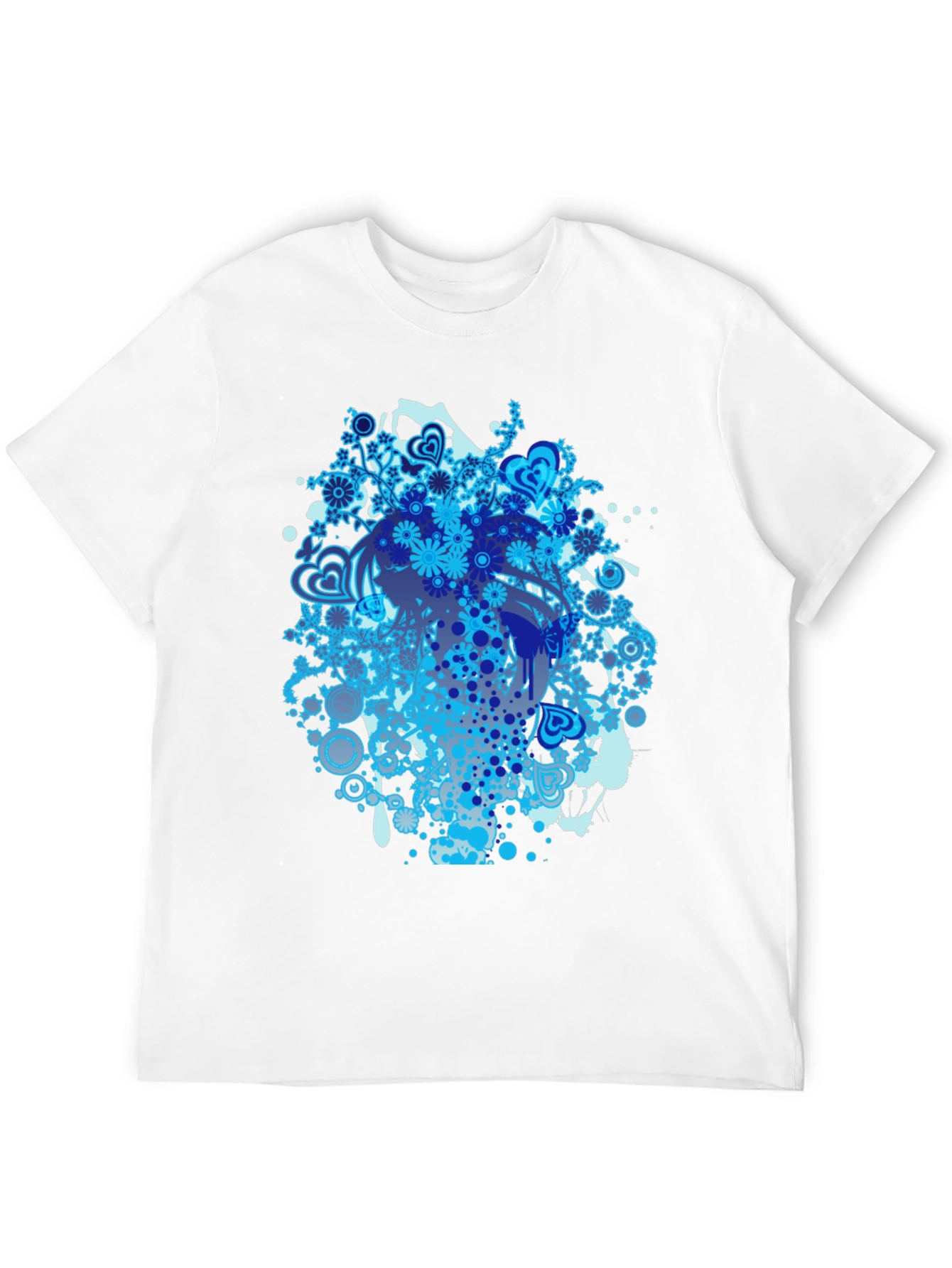 Abstract Floral Graphic Print Black T-Shirt
