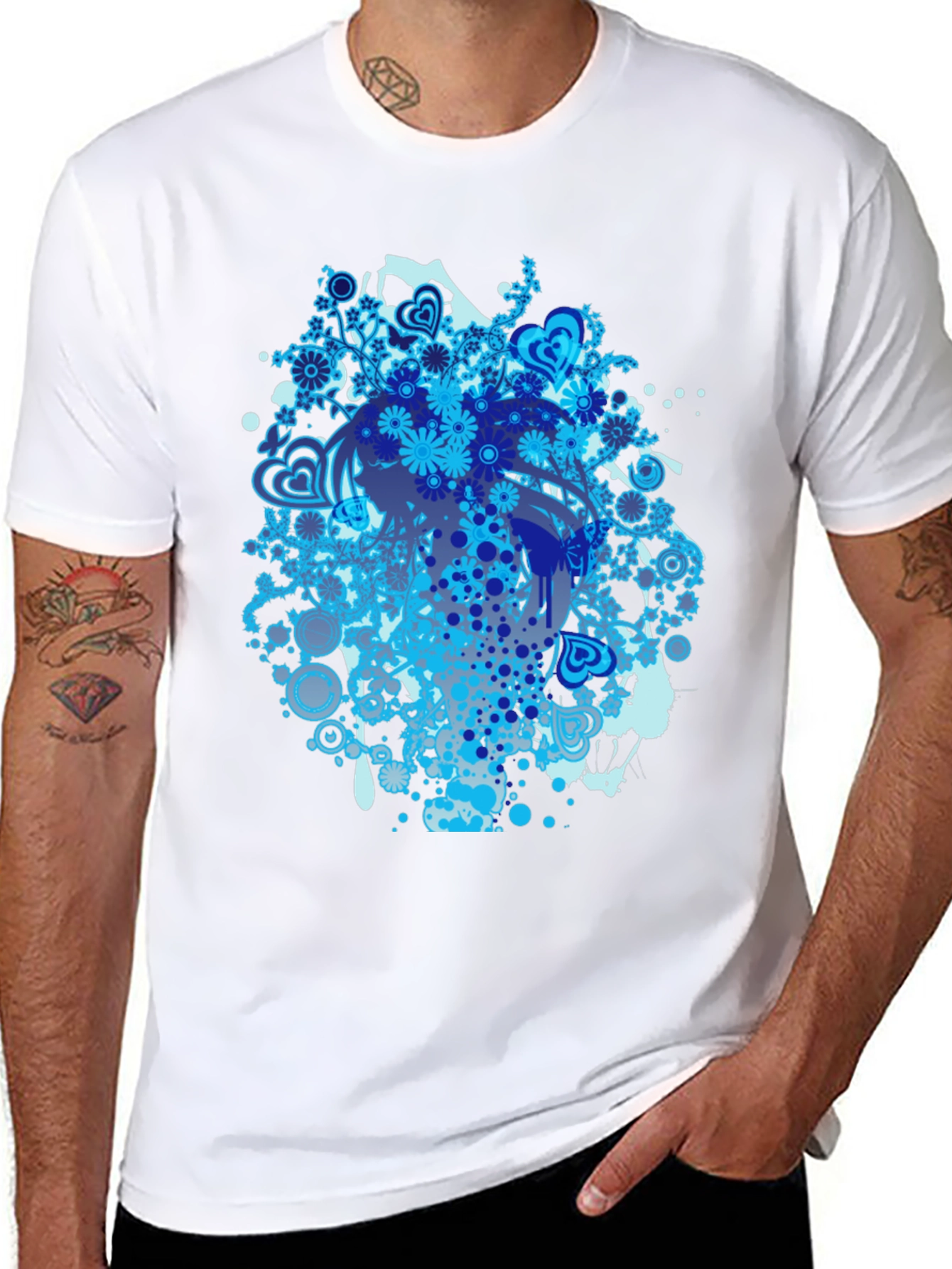 Abstract Floral Graphic Print Black T-Shirt