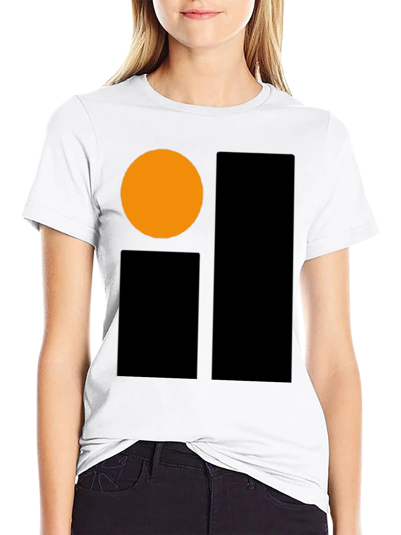 Modern Geometric Graphic Tee - Black