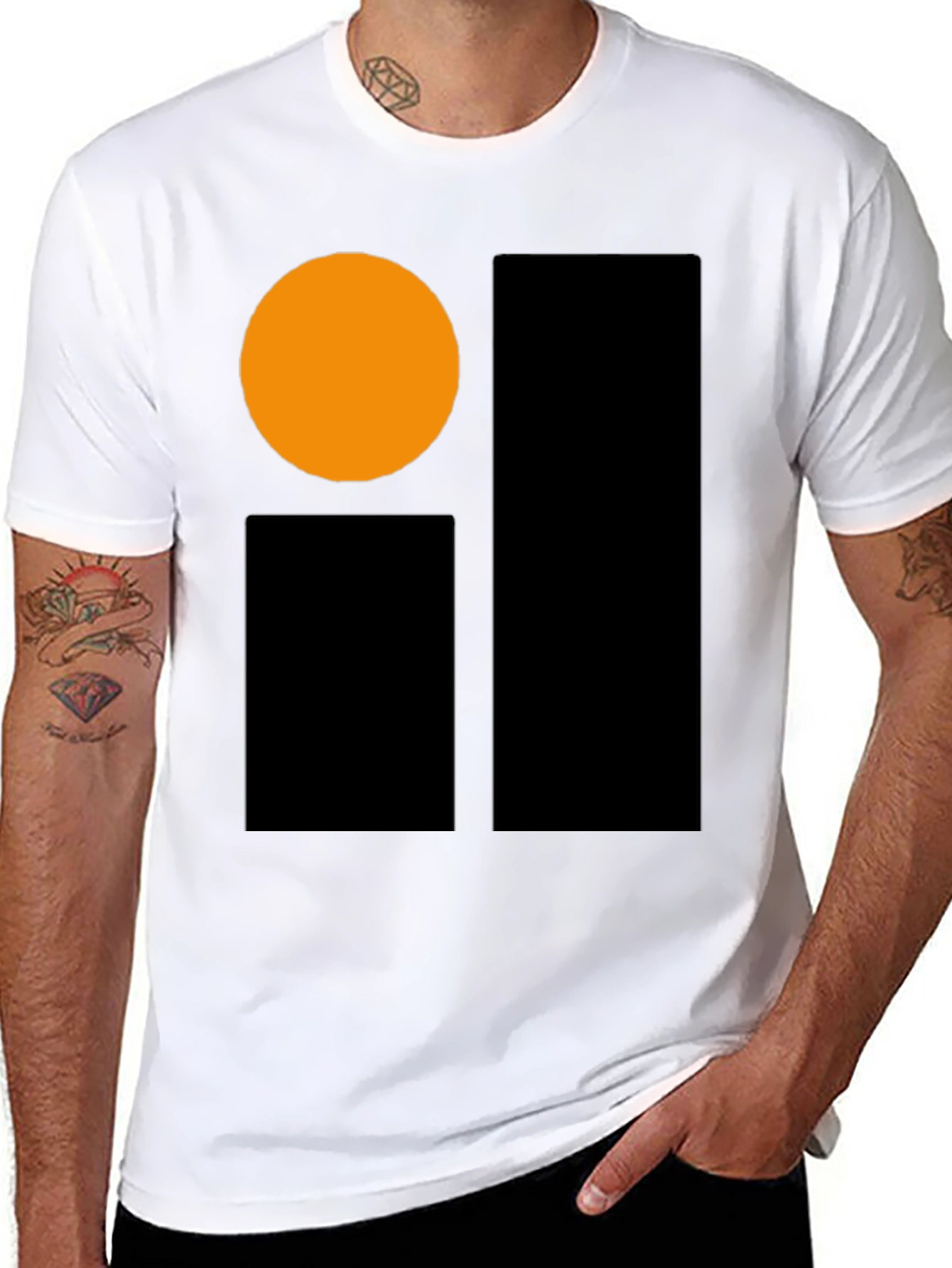 Modern Geometric Graphic Tee - Black