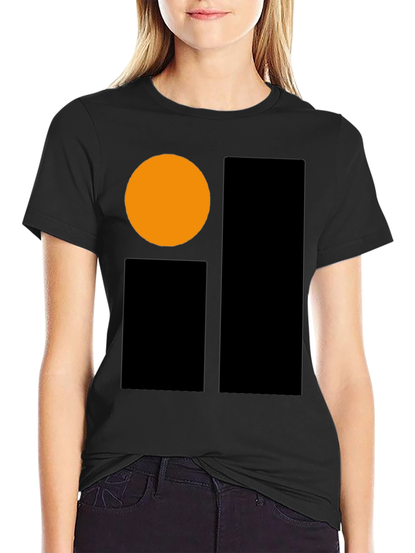 Modern Geometric Graphic Tee - Black