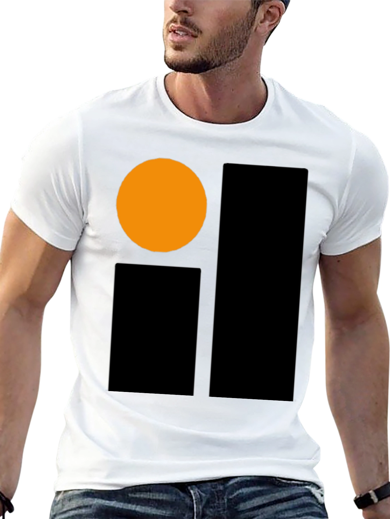 Modern Geometric Graphic Tee - Black