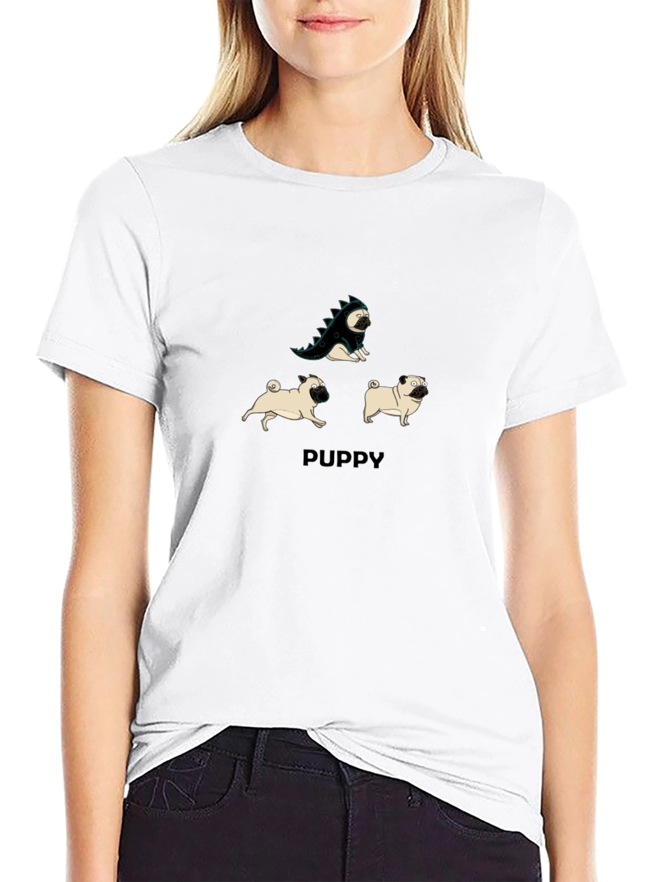 Puppy Pug T-Shirt: Dino & Friends Graphic Tee