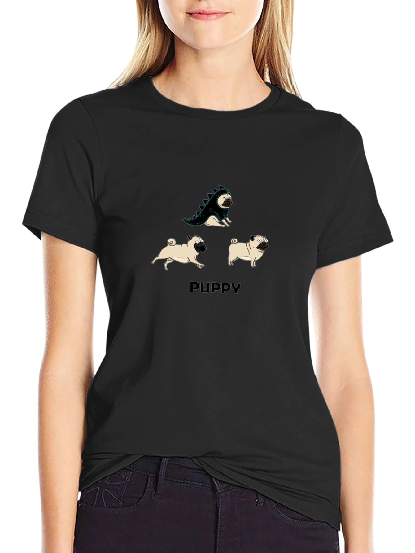 Puppy Pug T-Shirt: Dino & Friends Graphic Tee