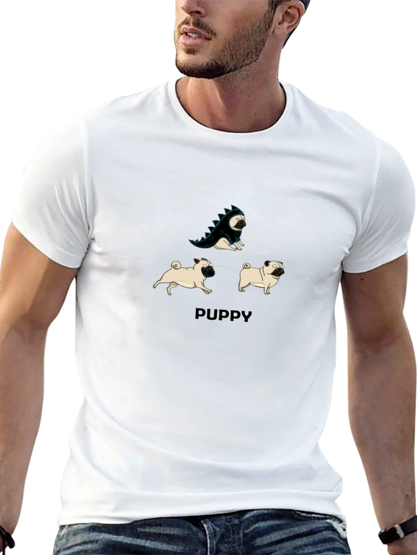 Puppy Pug T-Shirt: Dino & Friends Graphic Tee