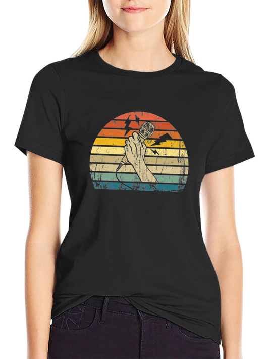 Retro Microphone Graphic Tee - Vintage Style T-Shirt