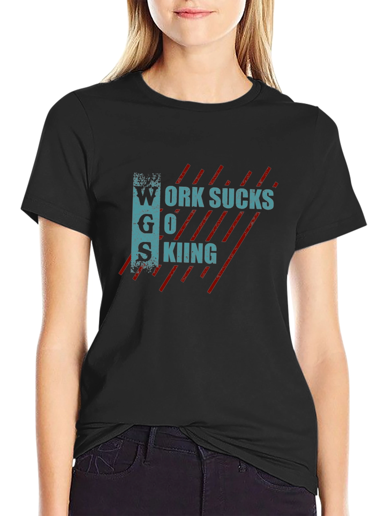 Work Sucks Go Skiing Graphic T-Shirt