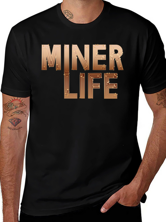 Miner Life Black T-Shirt with Circuit Design