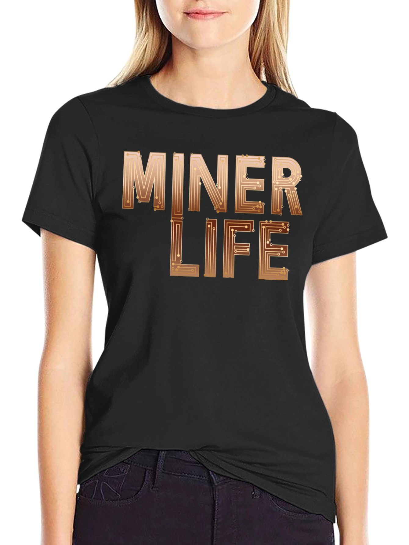 Miner Life Black T-Shirt with Circuit Design