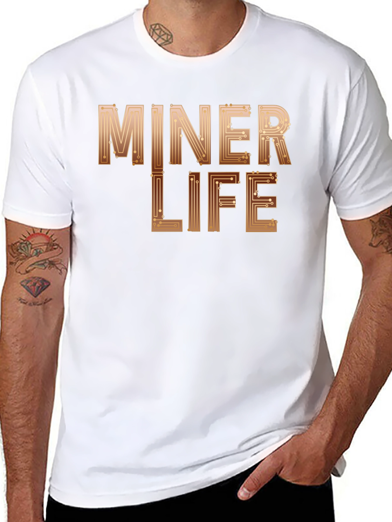Miner Life Black T-Shirt with Circuit Design