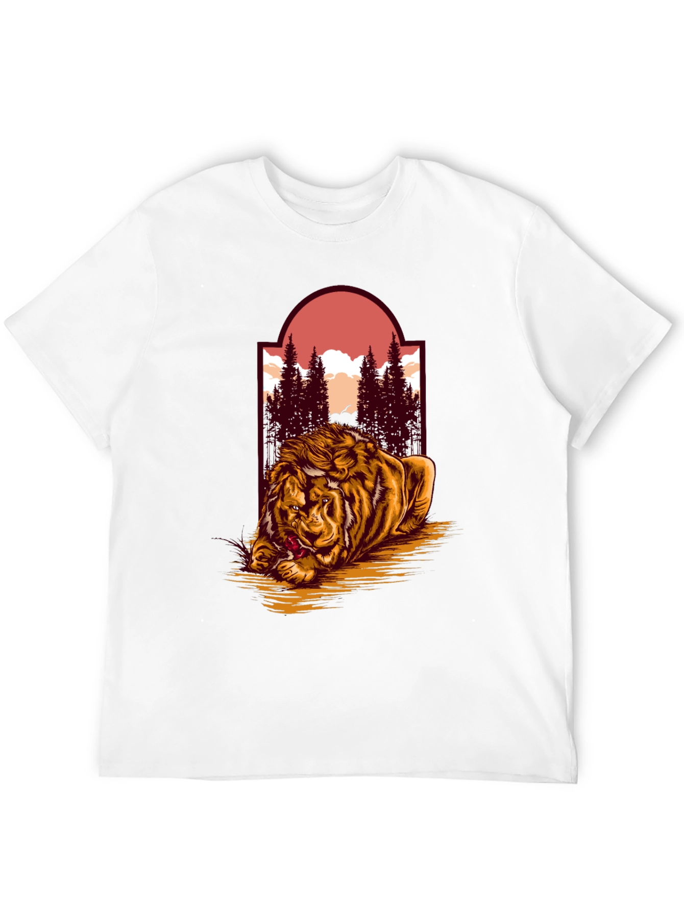 Lion & Landscape Graphic Tee - Unique Design