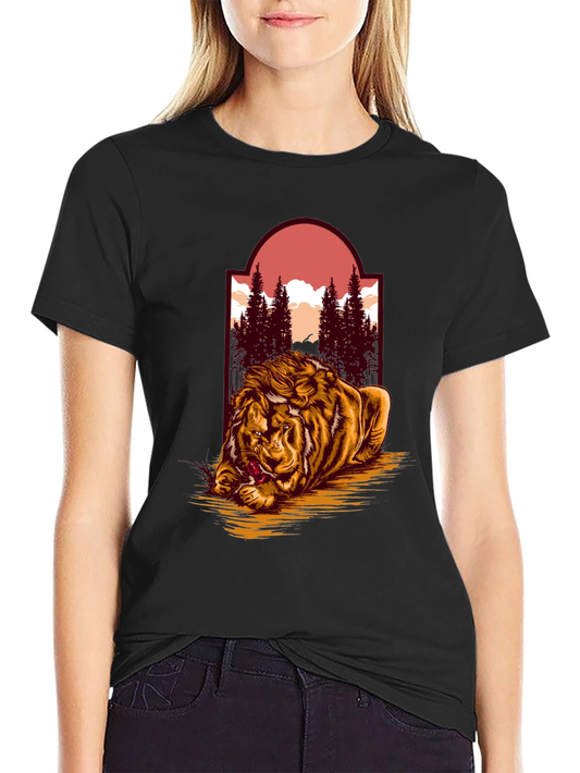 Lion & Landscape Graphic Tee - Unique Design