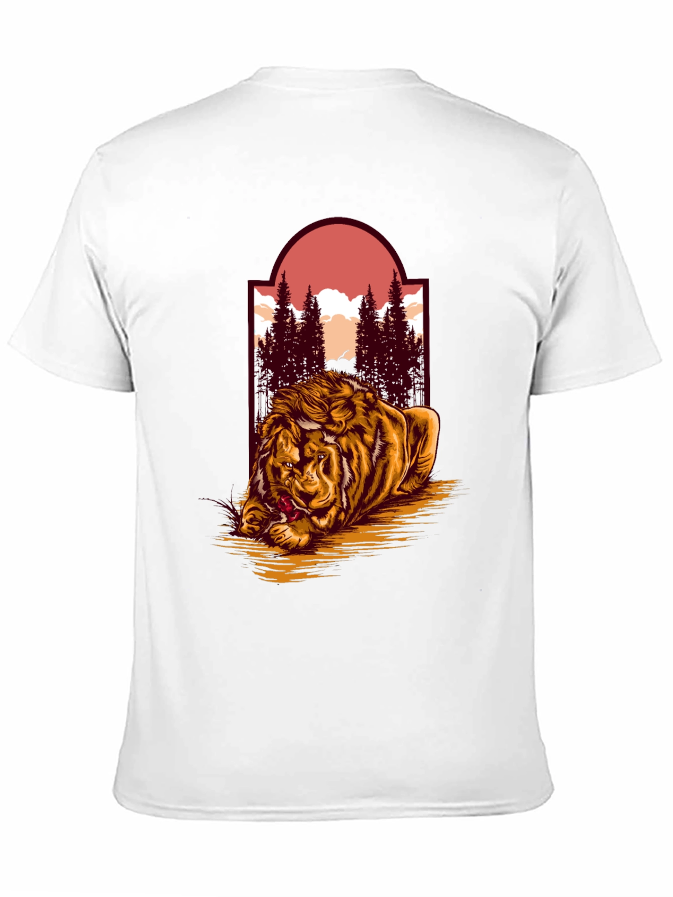 Lion & Landscape Graphic Tee - Unique Design