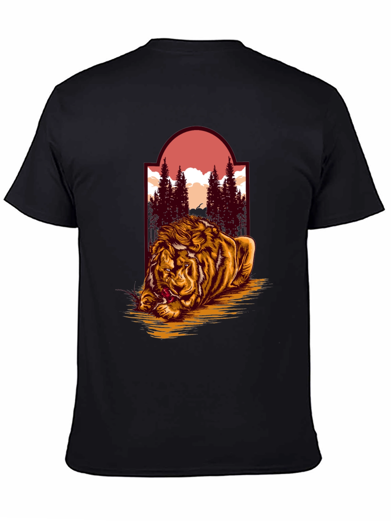 Lion & Landscape Graphic Tee - Unique Design
