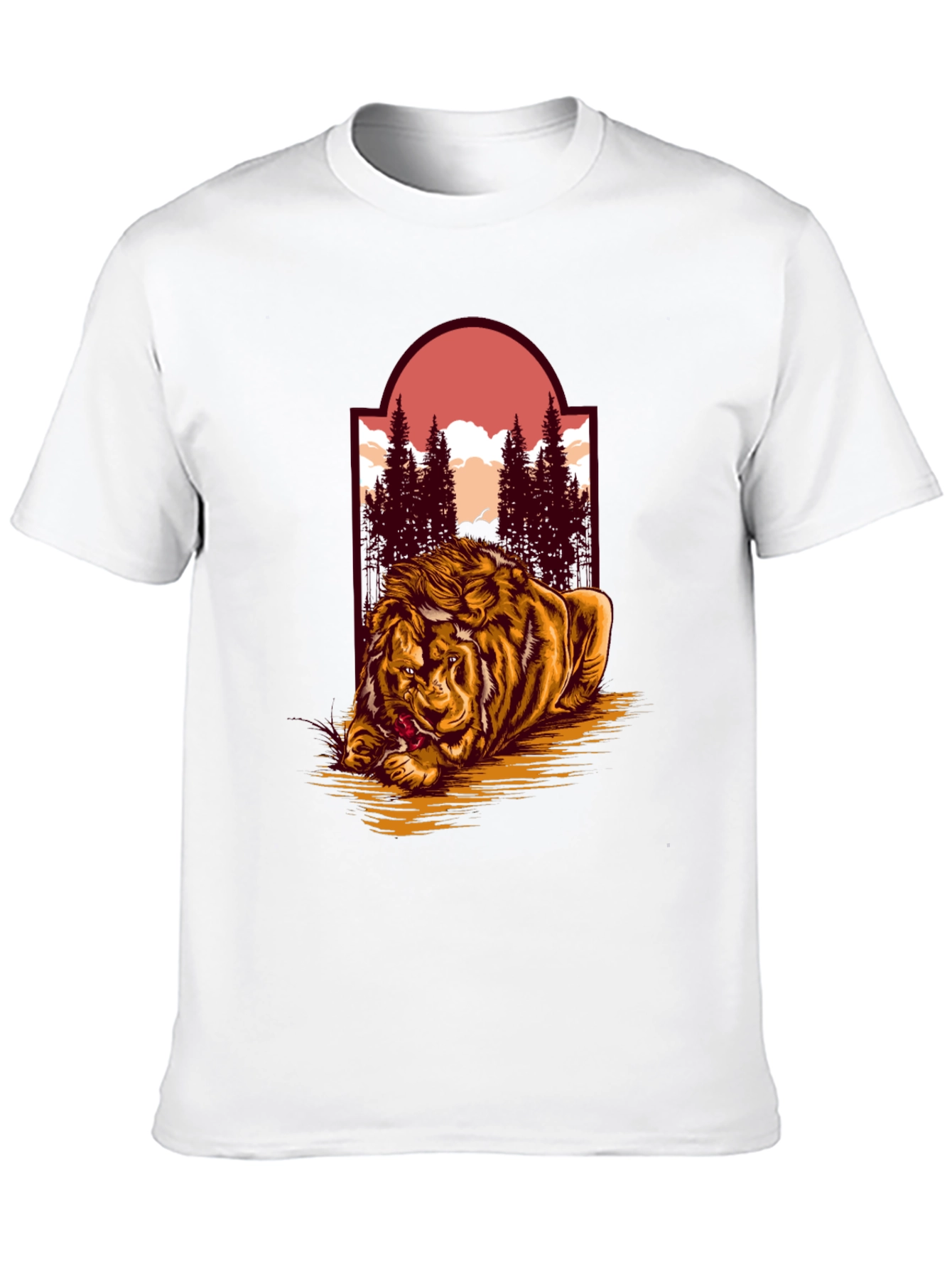 Lion & Landscape Graphic Tee - Unique Design
