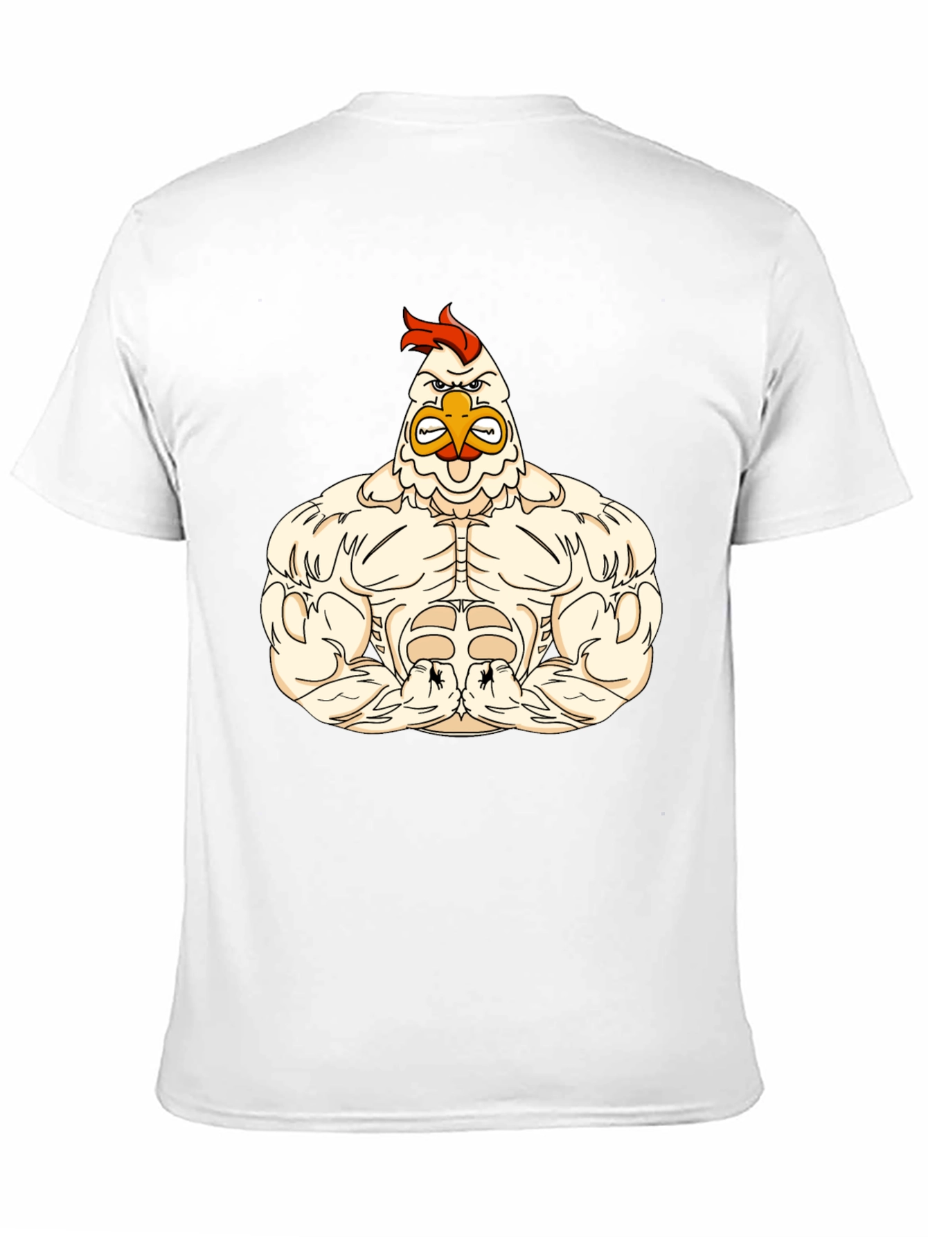 Funny Buff Chicken Cartoon Black T-Shirt