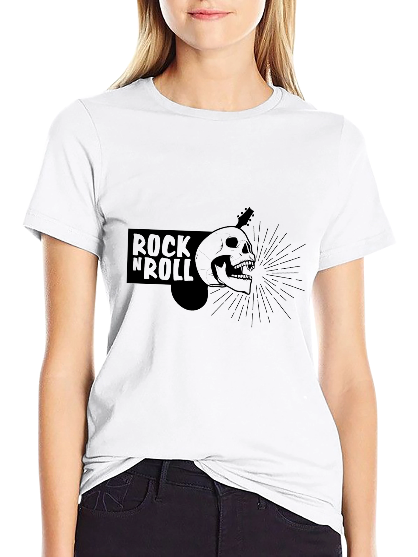 Rock N Roll Graphic T-Shirt - Skull & Guitar