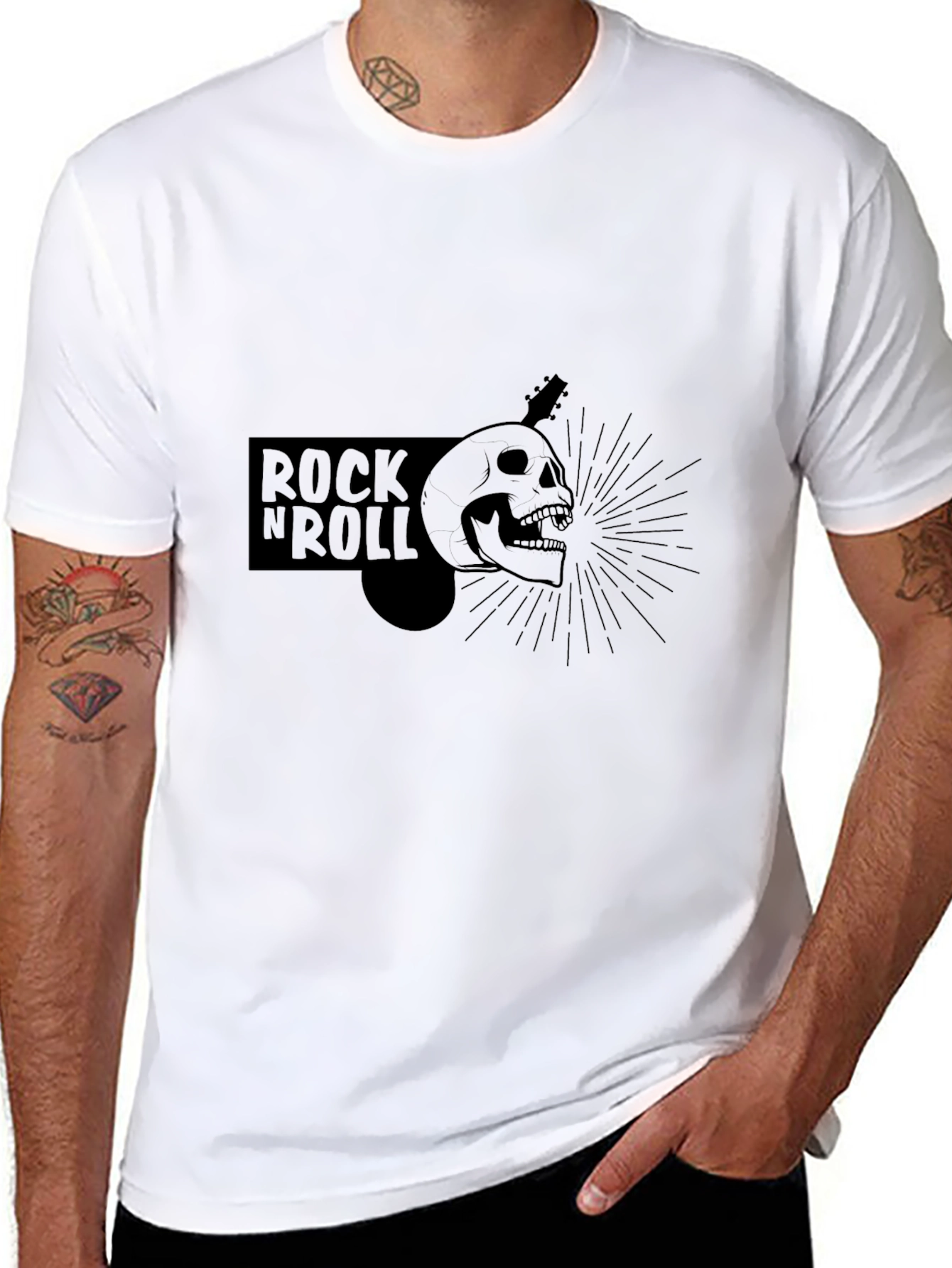Rock N Roll Graphic T-Shirt - Skull & Guitar