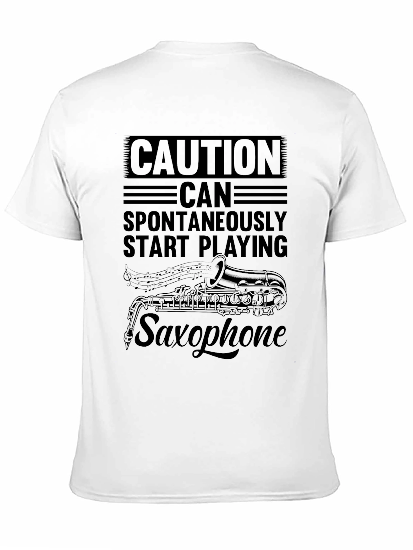 Caution Saxophone Mens Black T-Shirt