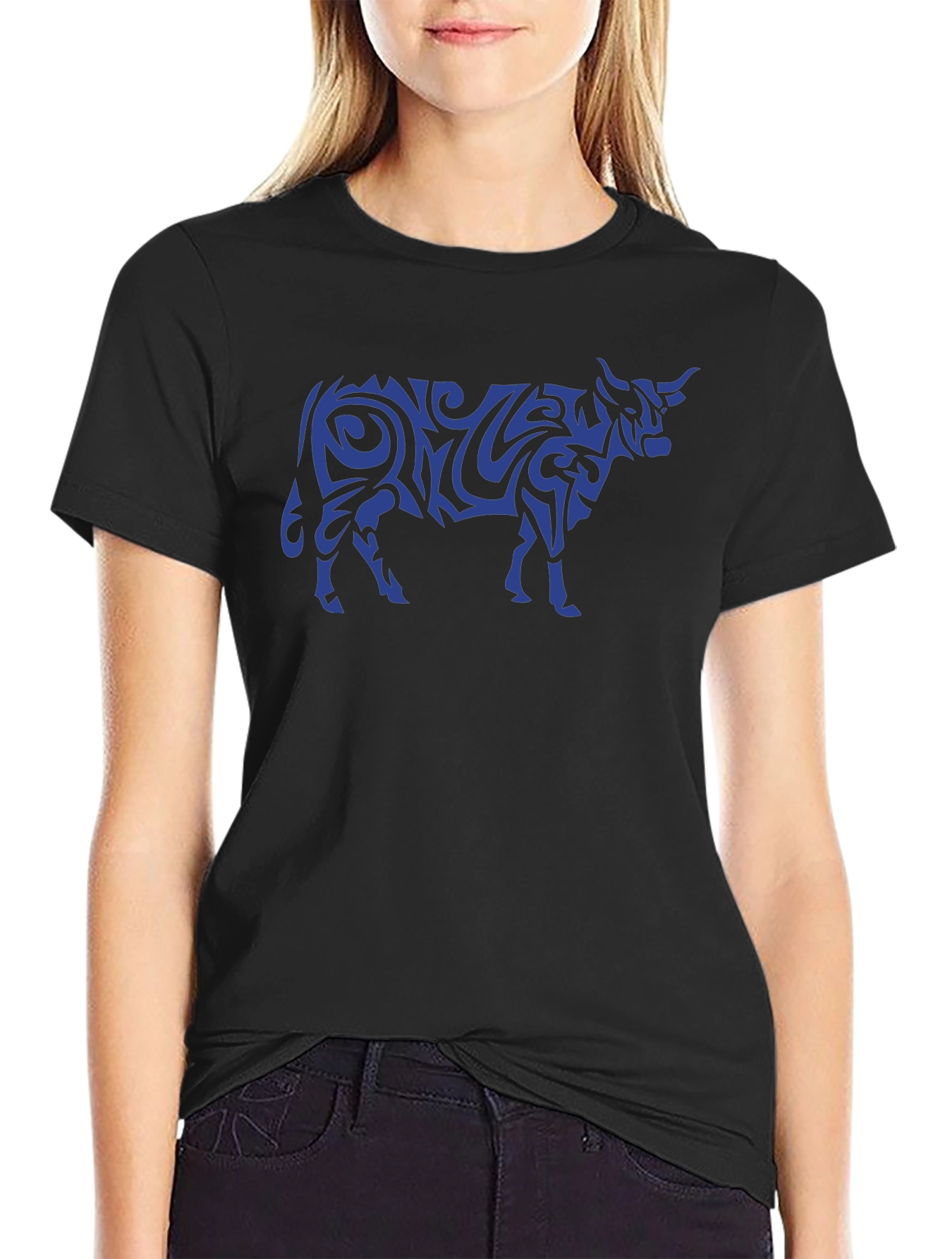 Tribal Bull Graphic Tee - Stylish Mens Black T-Shirt