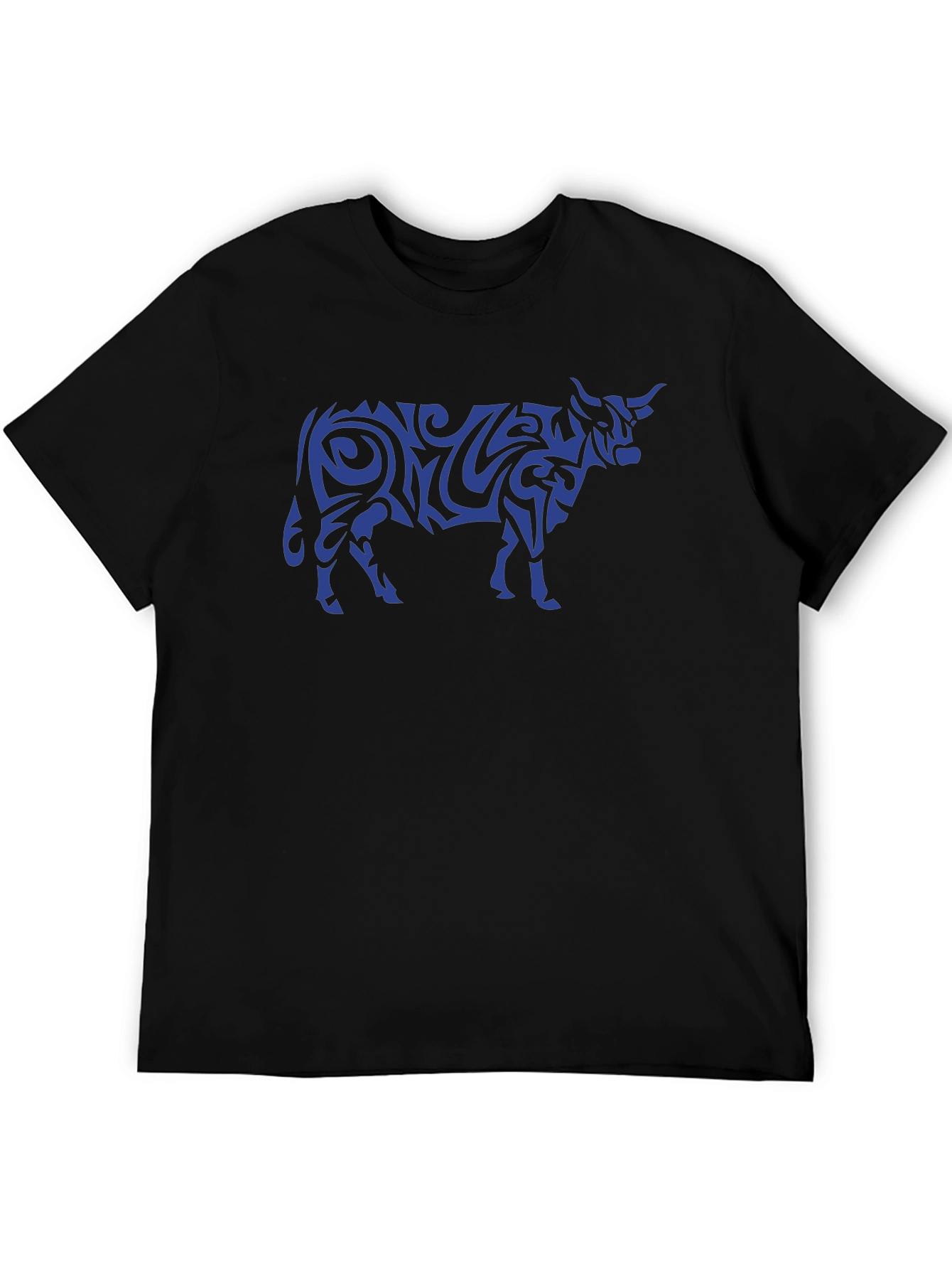 Tribal Bull Graphic Tee - Stylish Mens Black T-Shirt