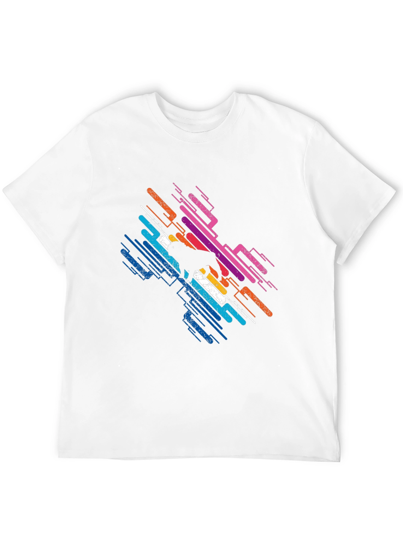 Abstract Dog Graphic Tee - Modern Mens Black T-Shirt