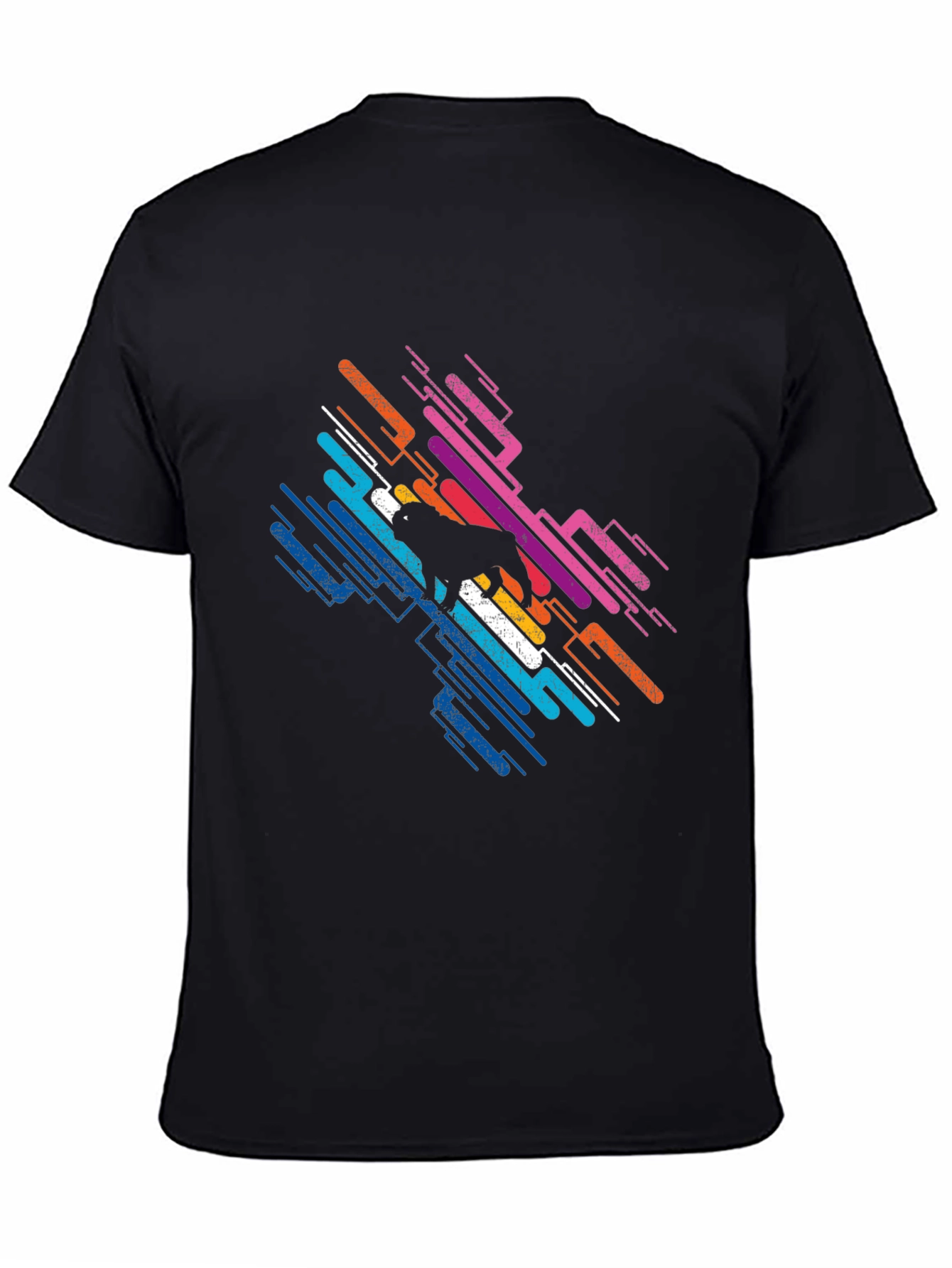 Abstract Dog Graphic Tee - Modern Mens Black T-Shirt