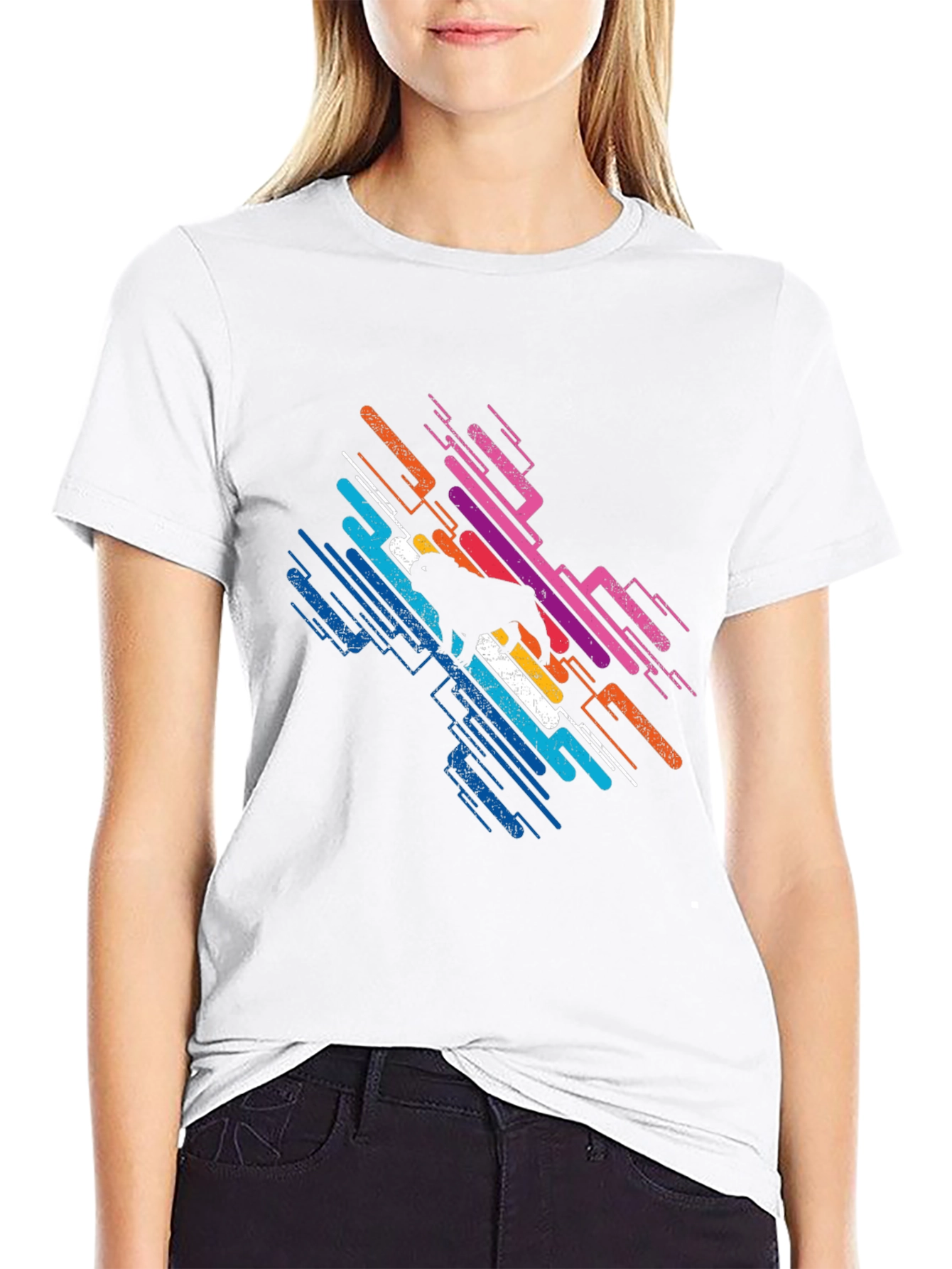 Abstract Dog Graphic Tee - Modern Mens Black T-Shirt