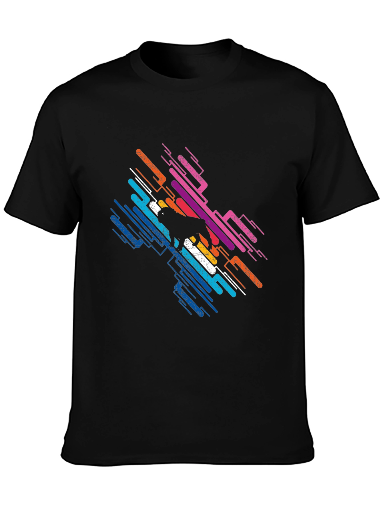 Abstract Dog Graphic Tee - Modern Mens Black T-Shirt