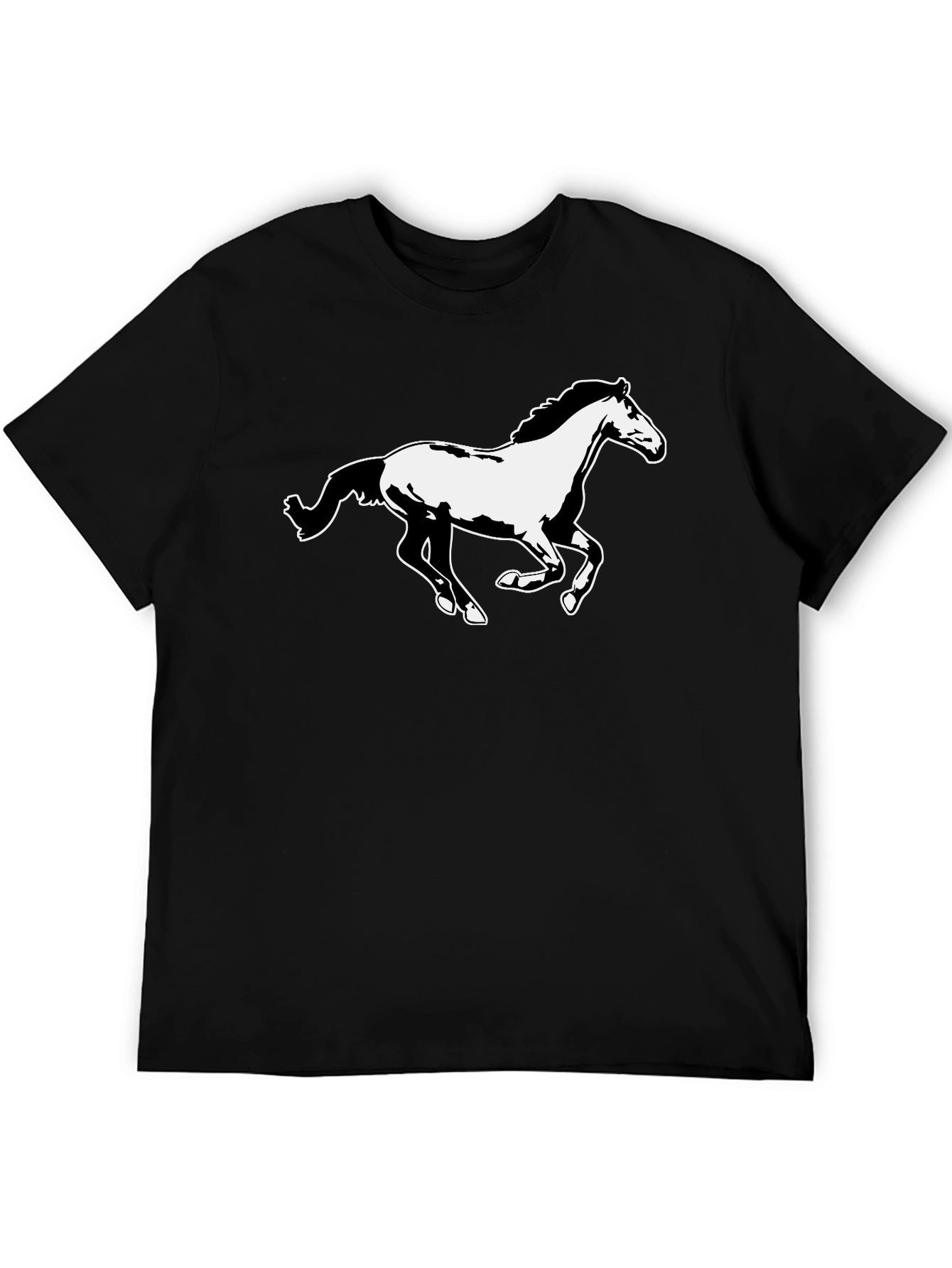 Horse Graphic Tee - Black Cotton T-Shirt