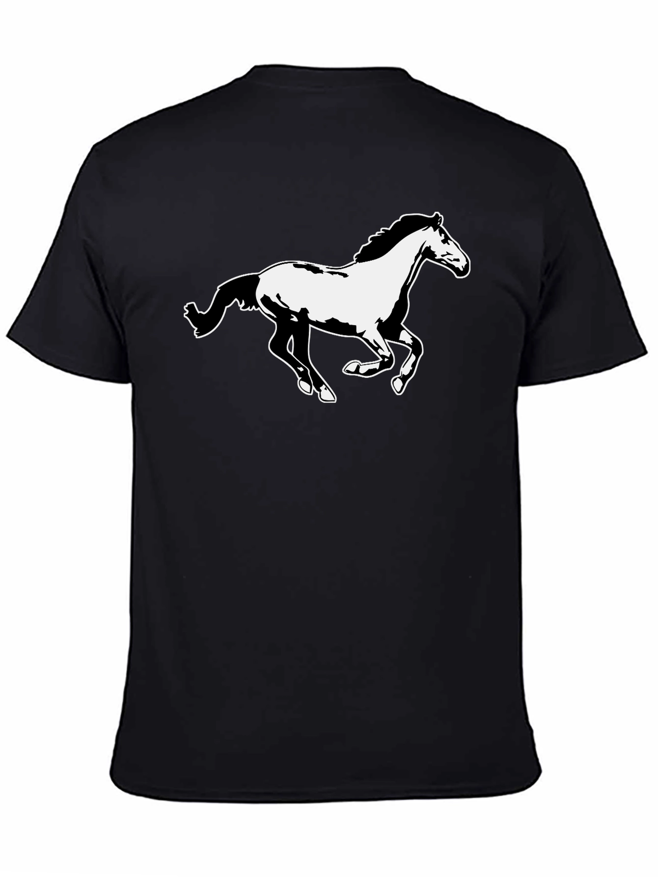Horse Graphic Tee - Black Cotton T-Shirt