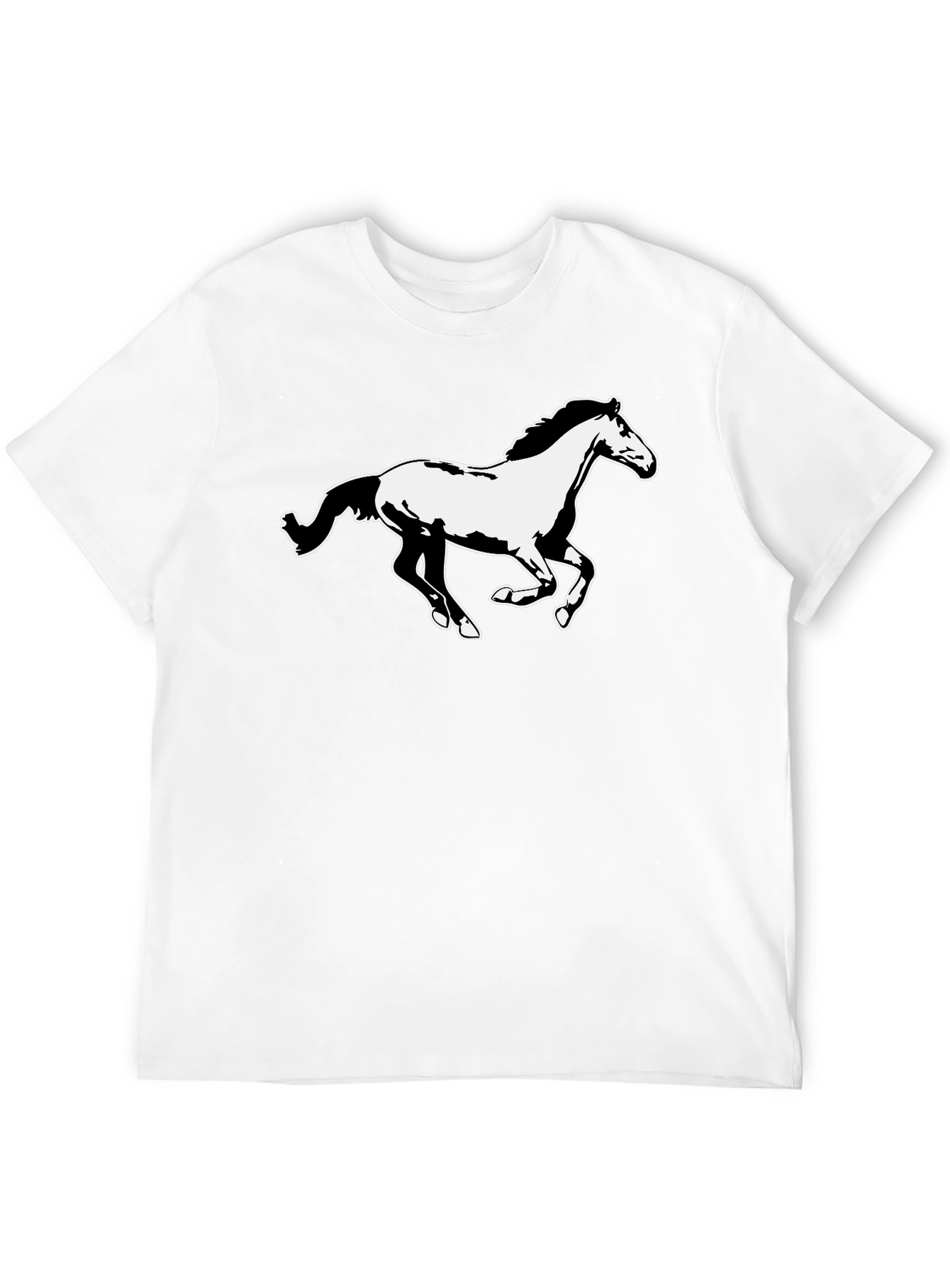 Horse Graphic Tee - Black Cotton T-Shirt