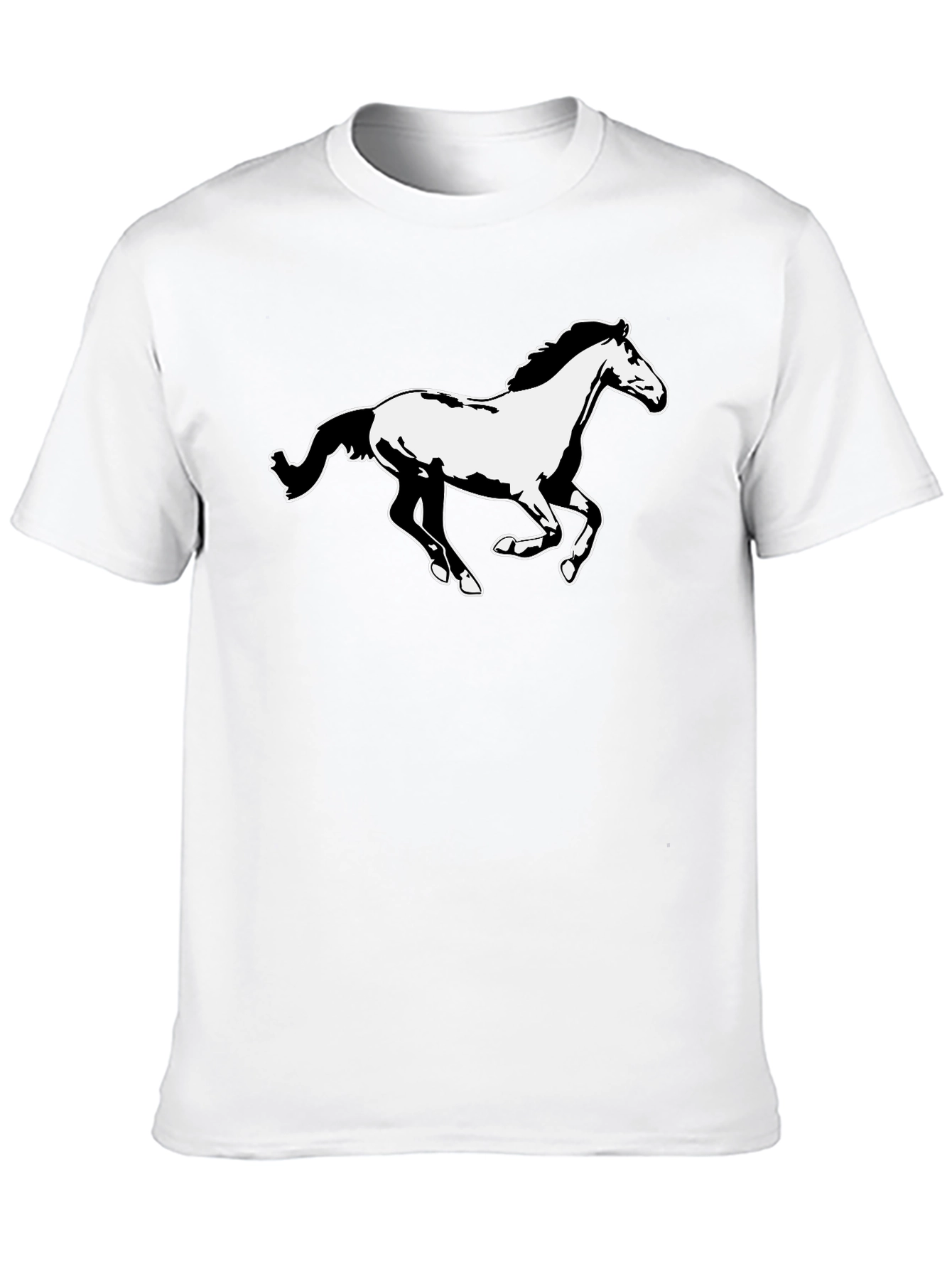 Horse Graphic Tee - Black Cotton T-Shirt