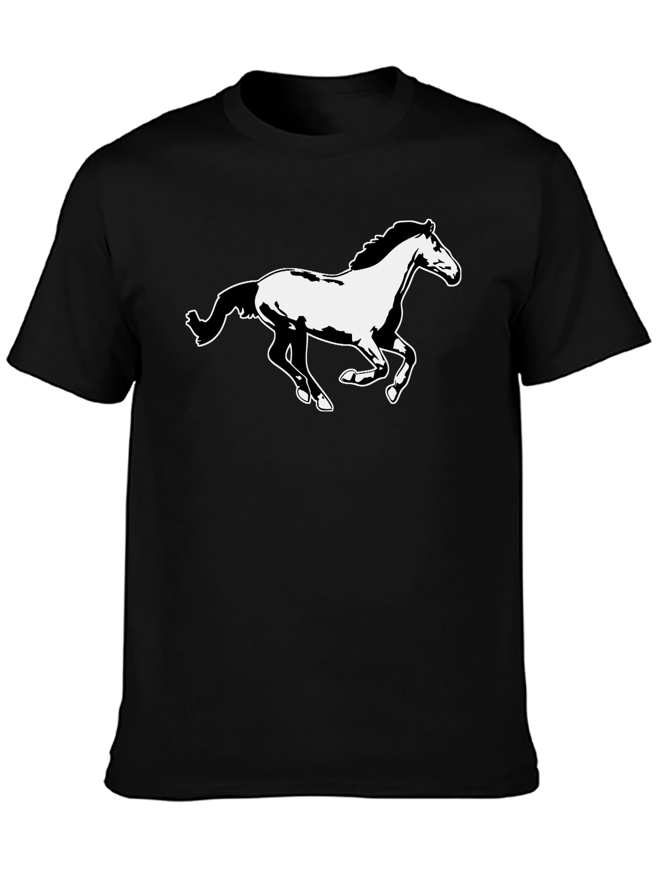 Horse Graphic Tee - Black Cotton T-Shirt