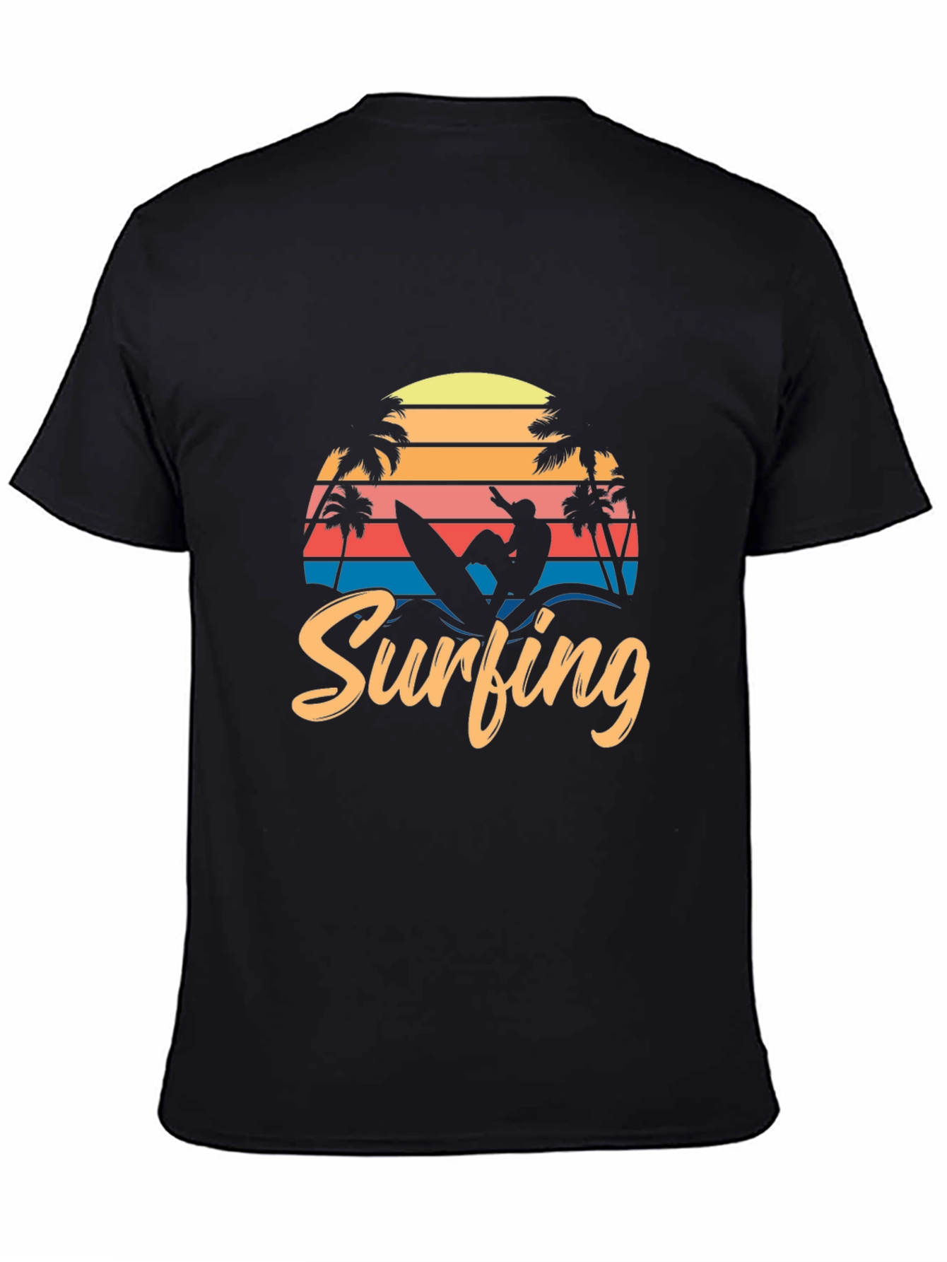 Surfing Retro Black T-Shirt