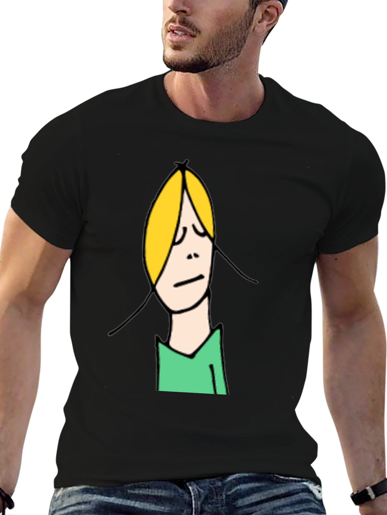 Funny Cartoon Character Graphic Tee - Unisex Black T-Shirt