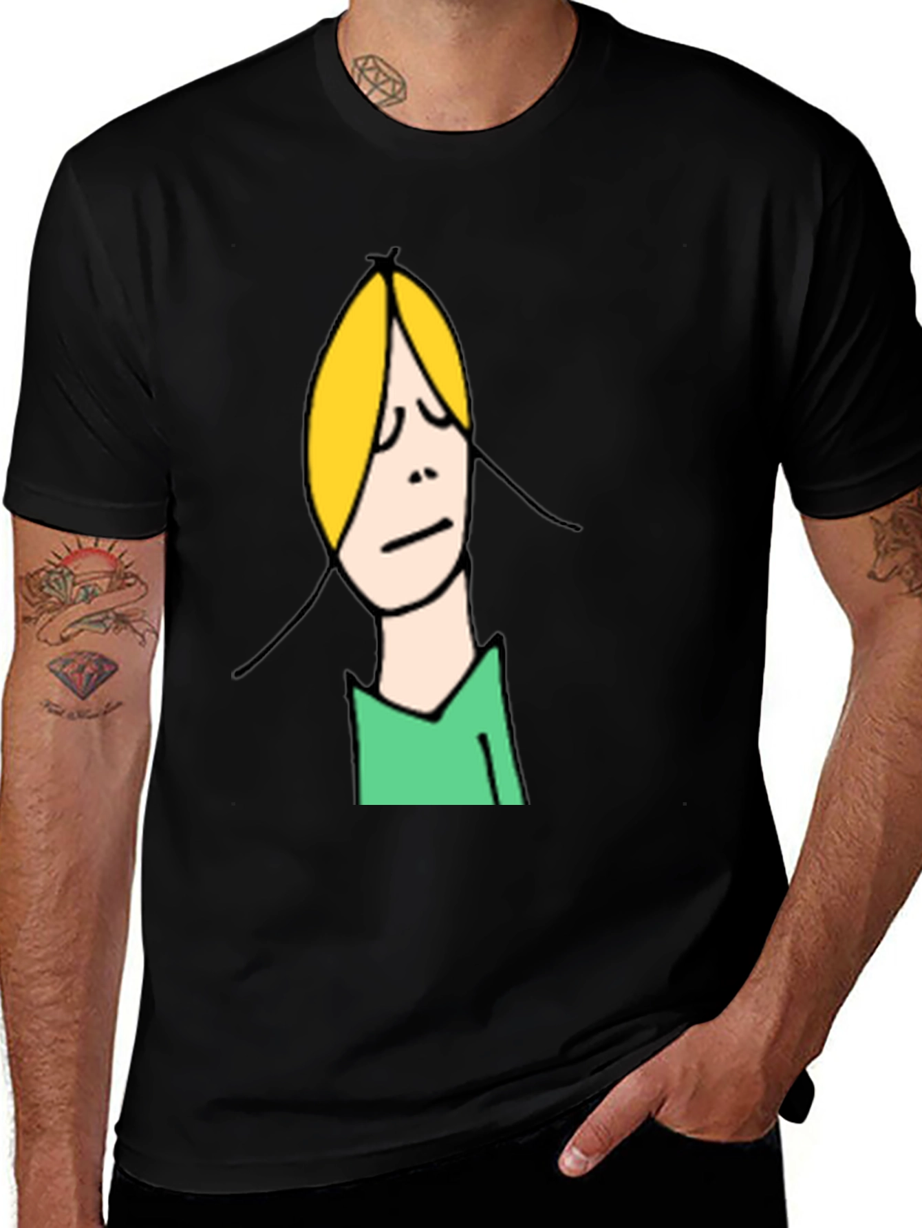 Funny Cartoon Character Graphic Tee - Unisex Black T-Shirt