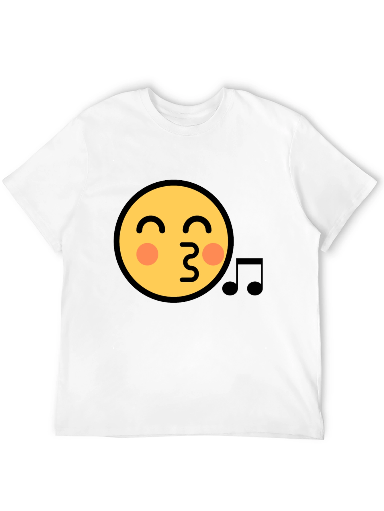 Emoji Face Kiss Music Note Black T-Shirt