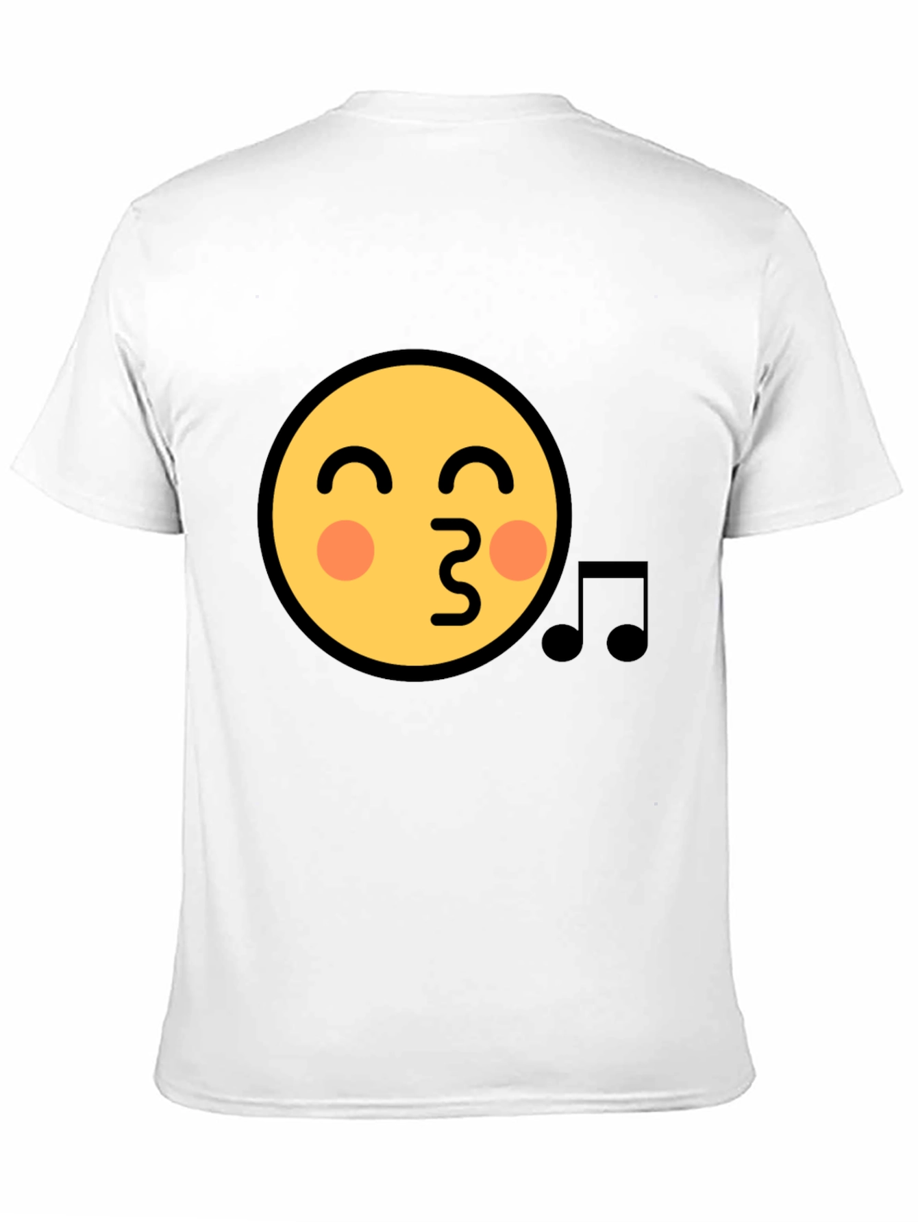 Emoji Face Kiss Music Note Black T-Shirt