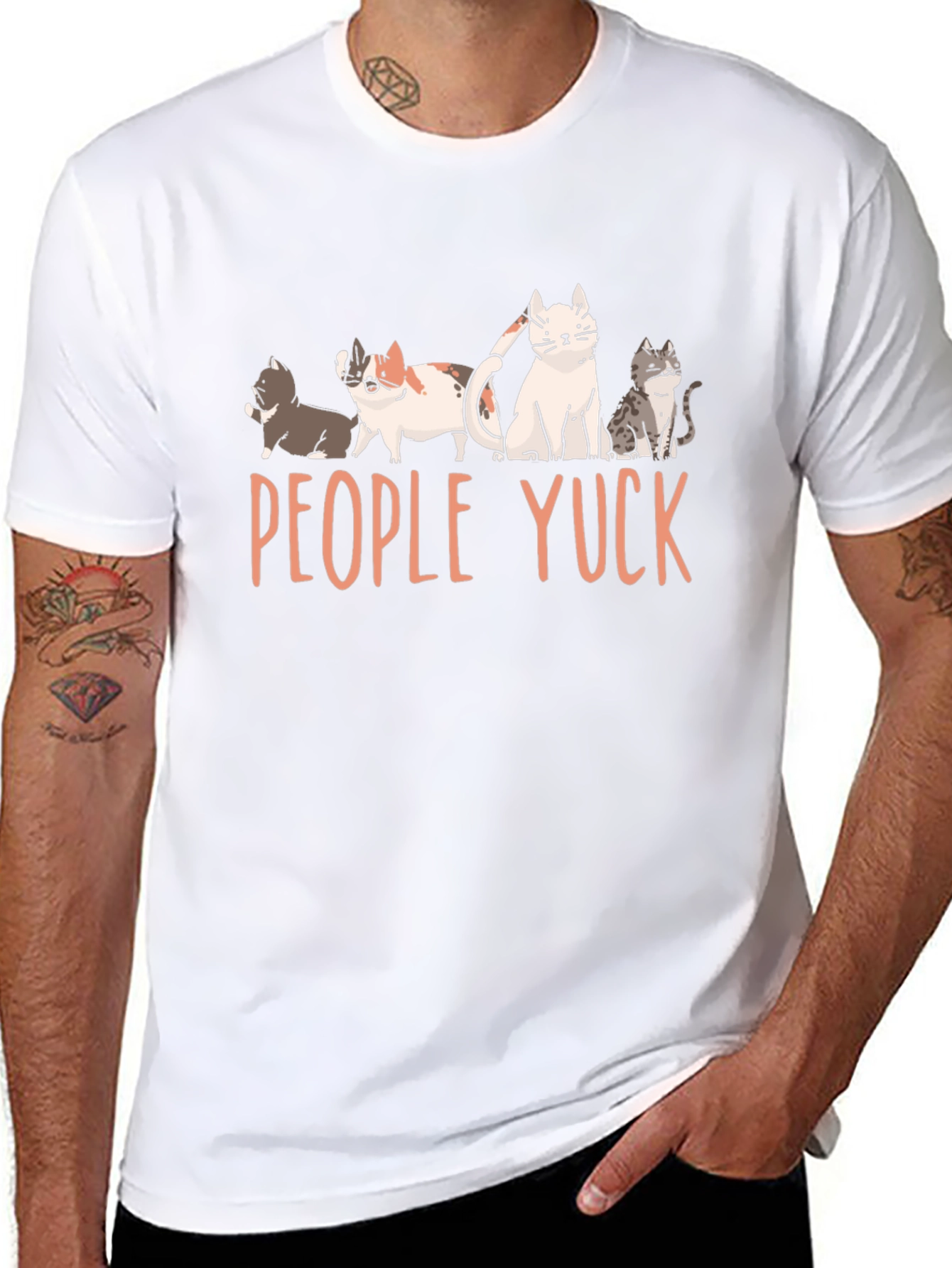 People Yuck Cat Graphic Tee - Novelty T-Shirt