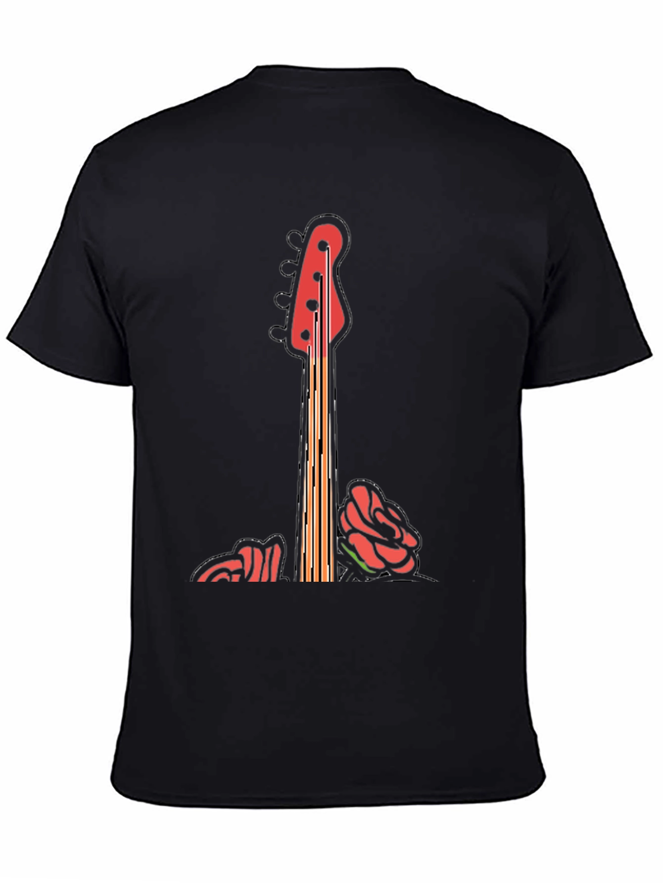 Guitar & Roses Graphic T-Shirt - Black