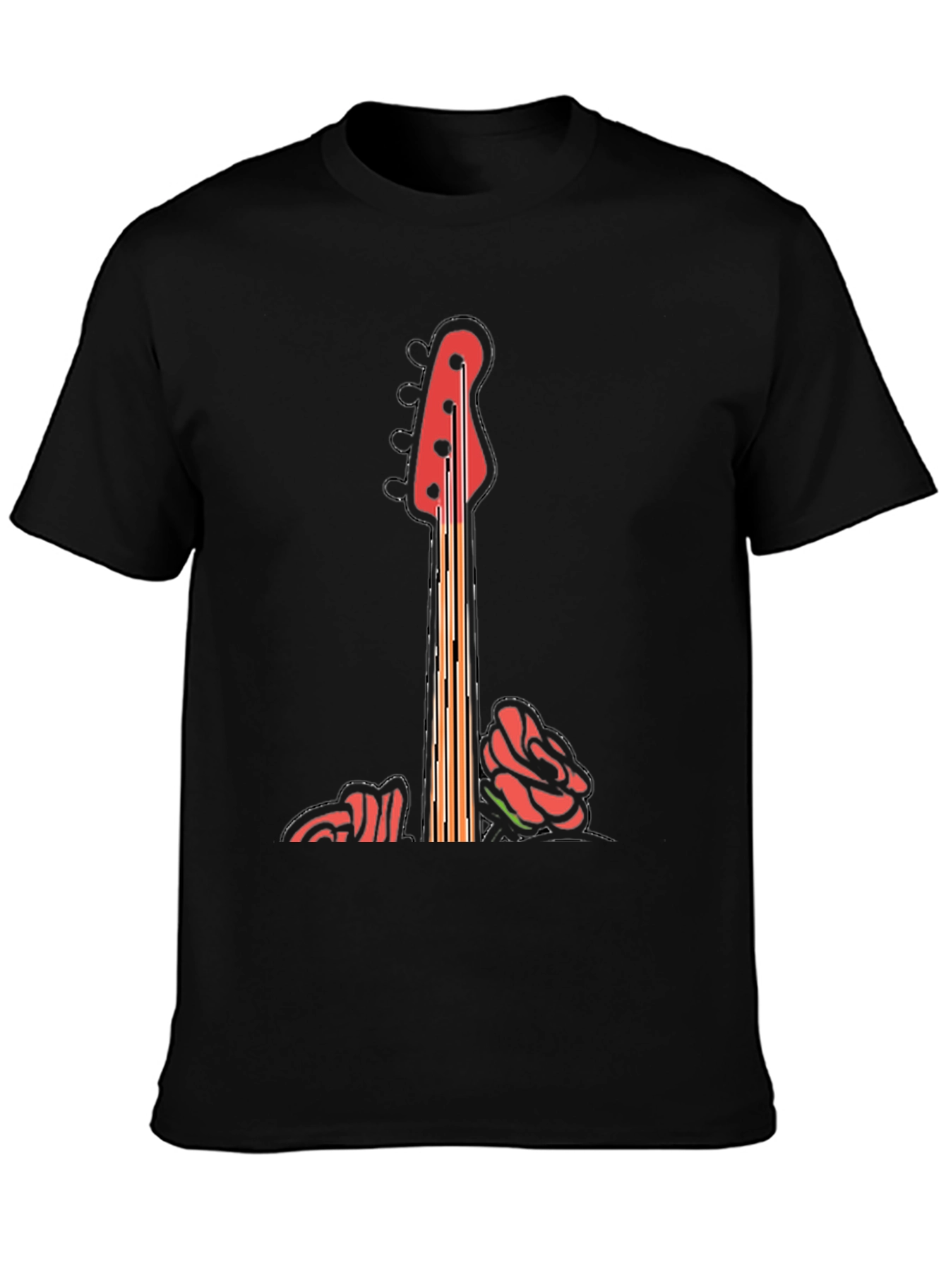 Guitar & Roses Graphic T-Shirt - Black