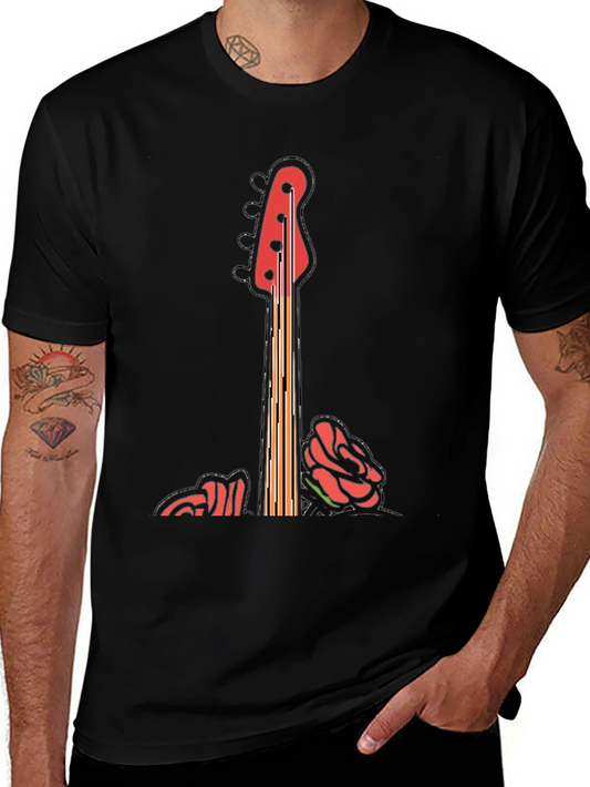 Guitar & Roses Graphic T-Shirt - Black