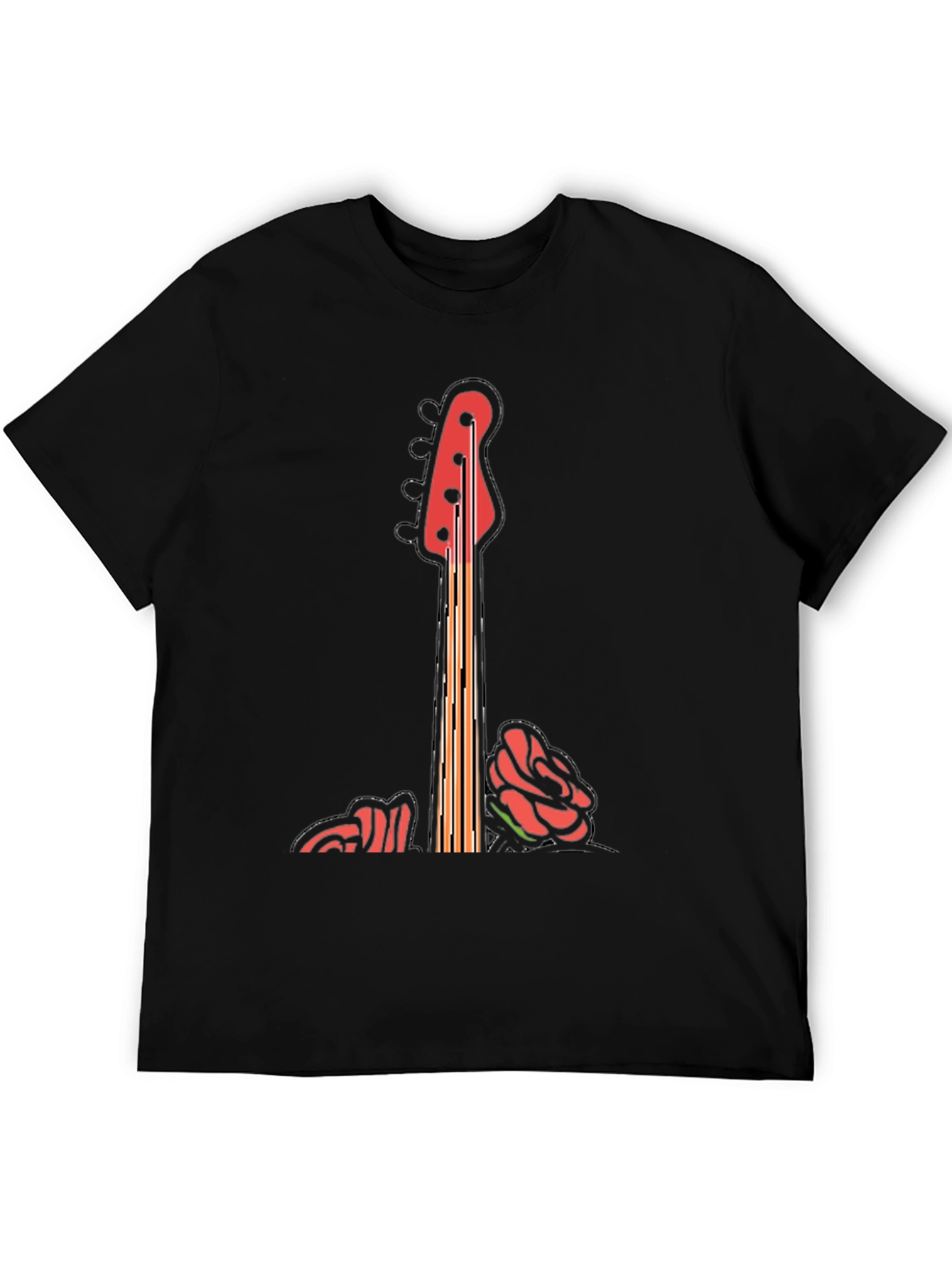 Guitar & Roses Graphic T-Shirt - Black