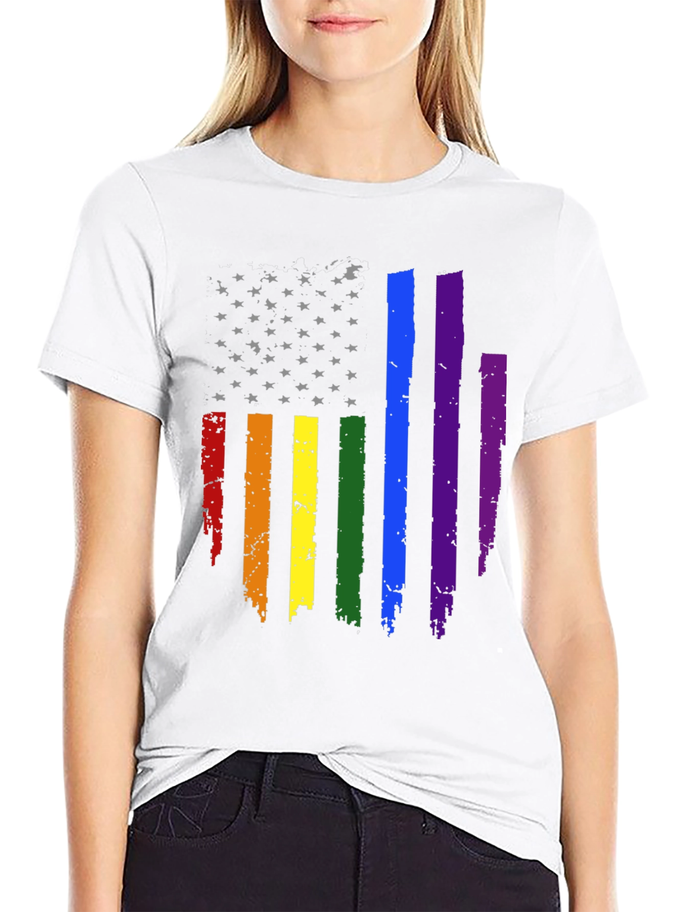 Pride USA Flag T-Shirt - Black